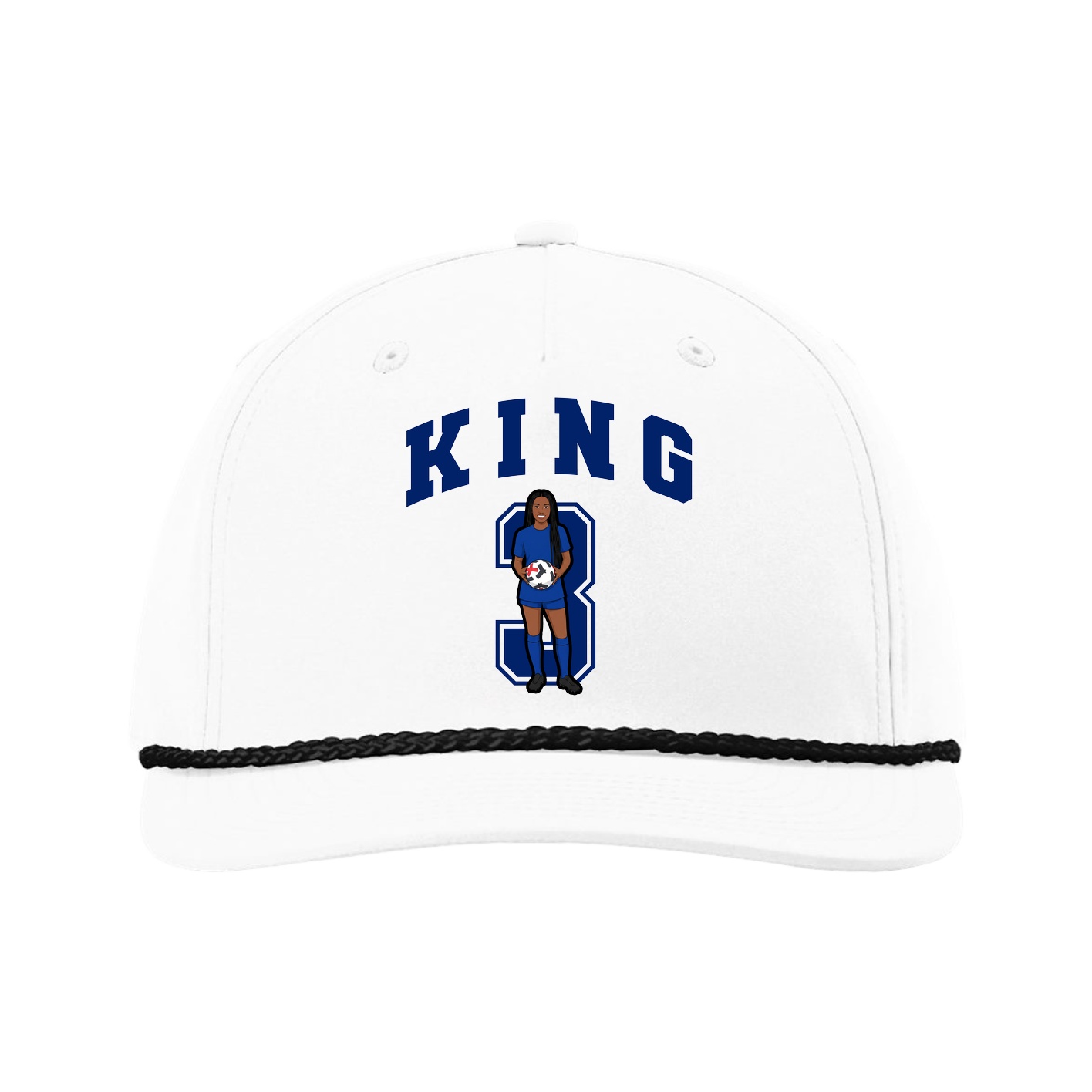 Five-Panel Classic Rope Cap — Number in White