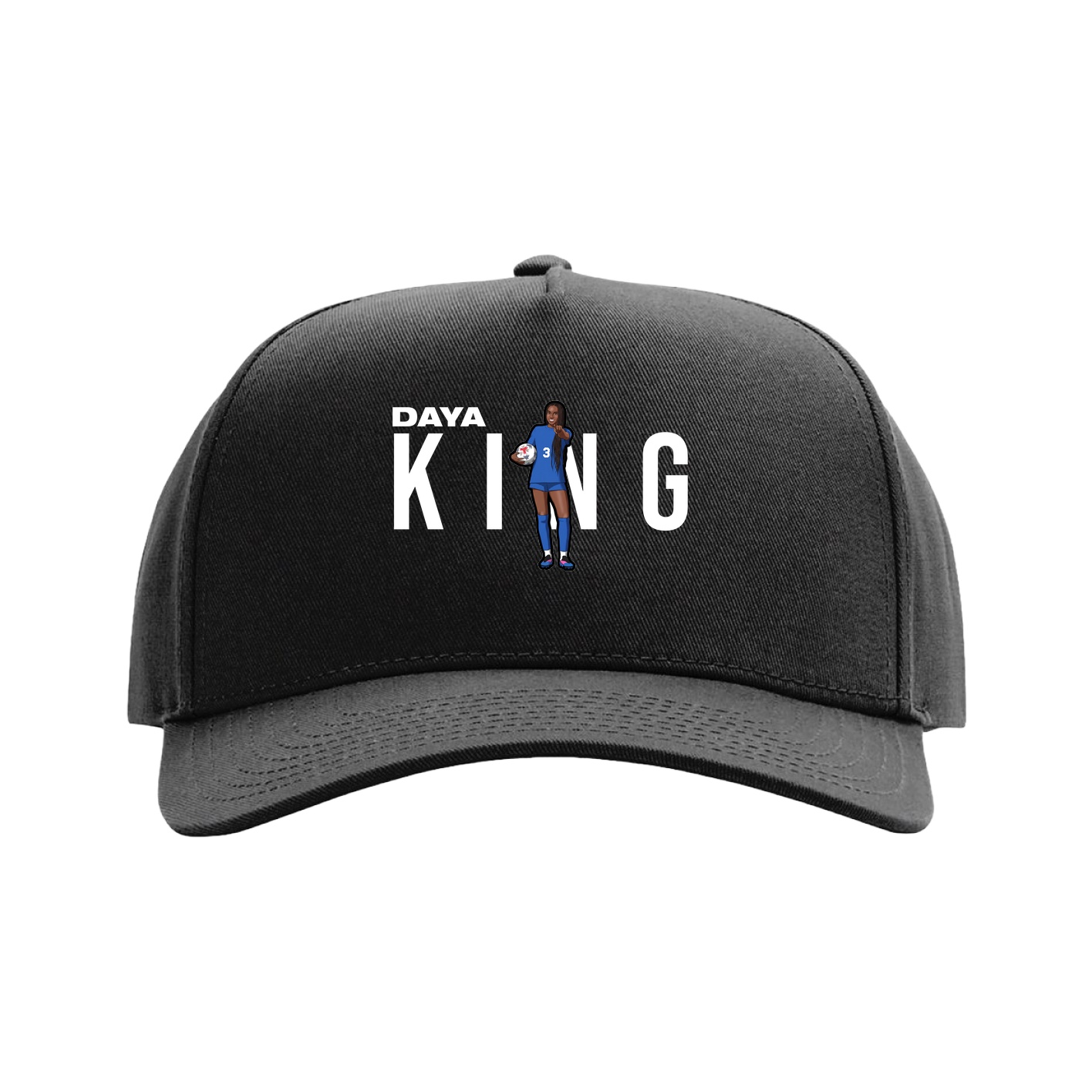 Full Fabric Five-Panel Champ Cap — Player Name in Black