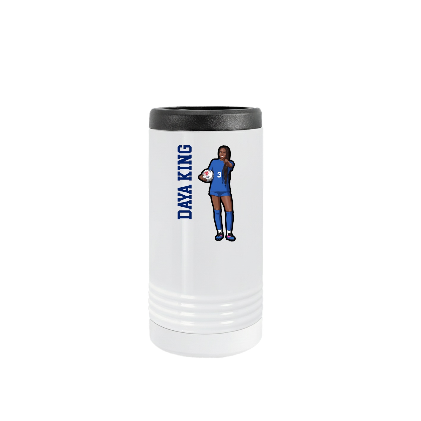Slim Beverage Holder — Name Vertical in White