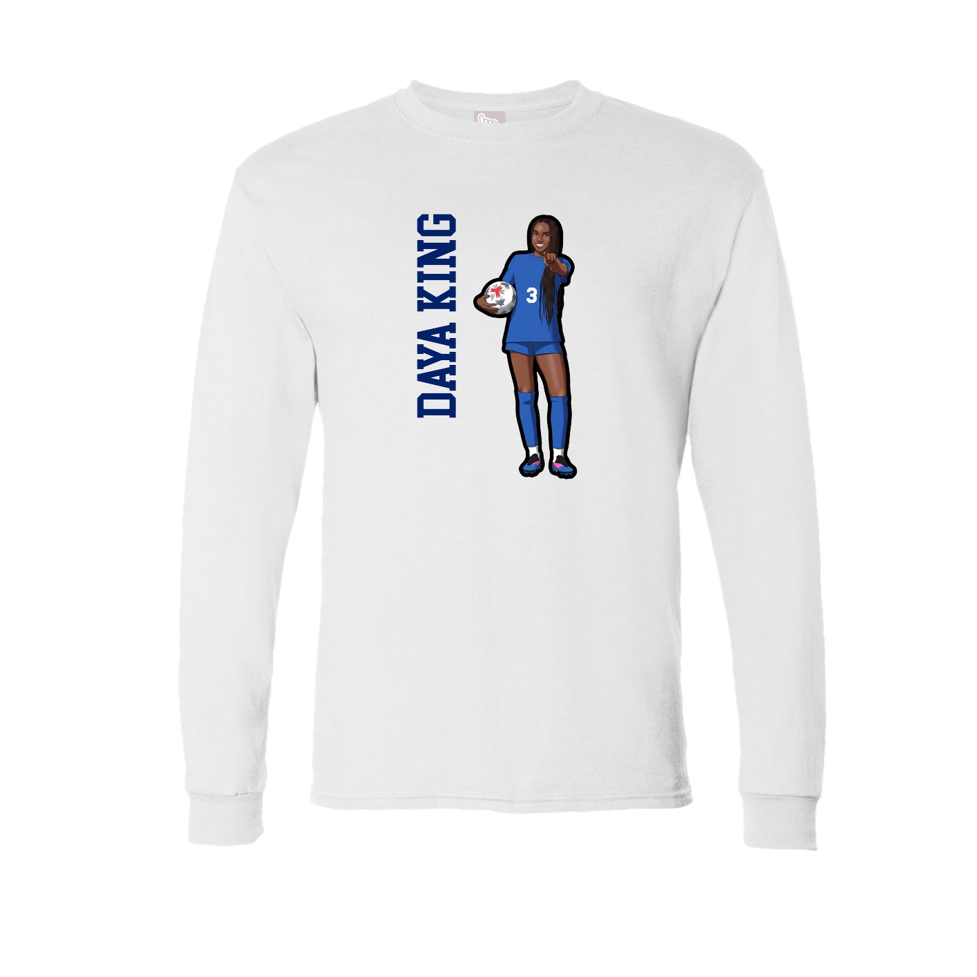 Long Sleeve Tee — Name Vertical in White