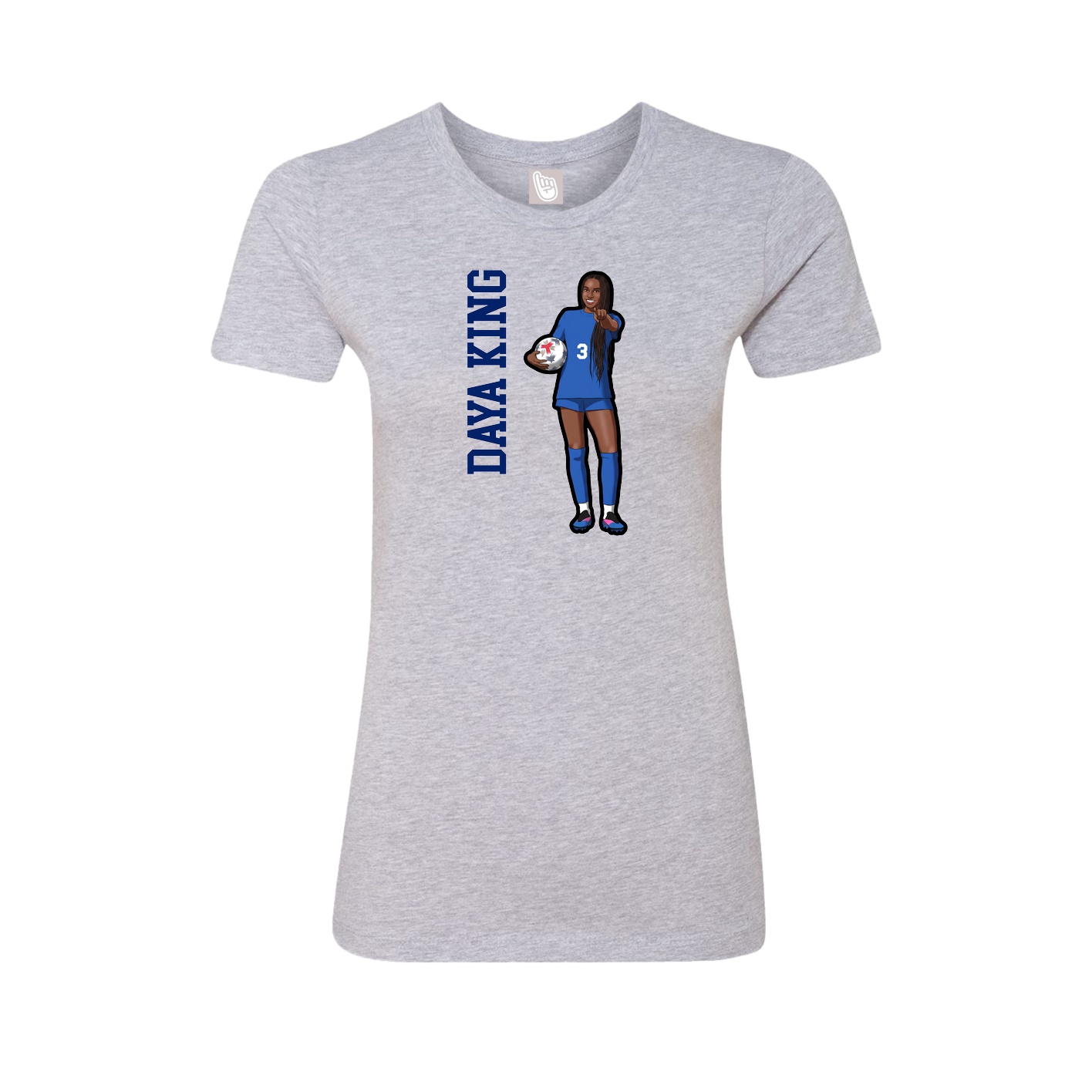Fitted Women's Tee — Name Vertical in Grey