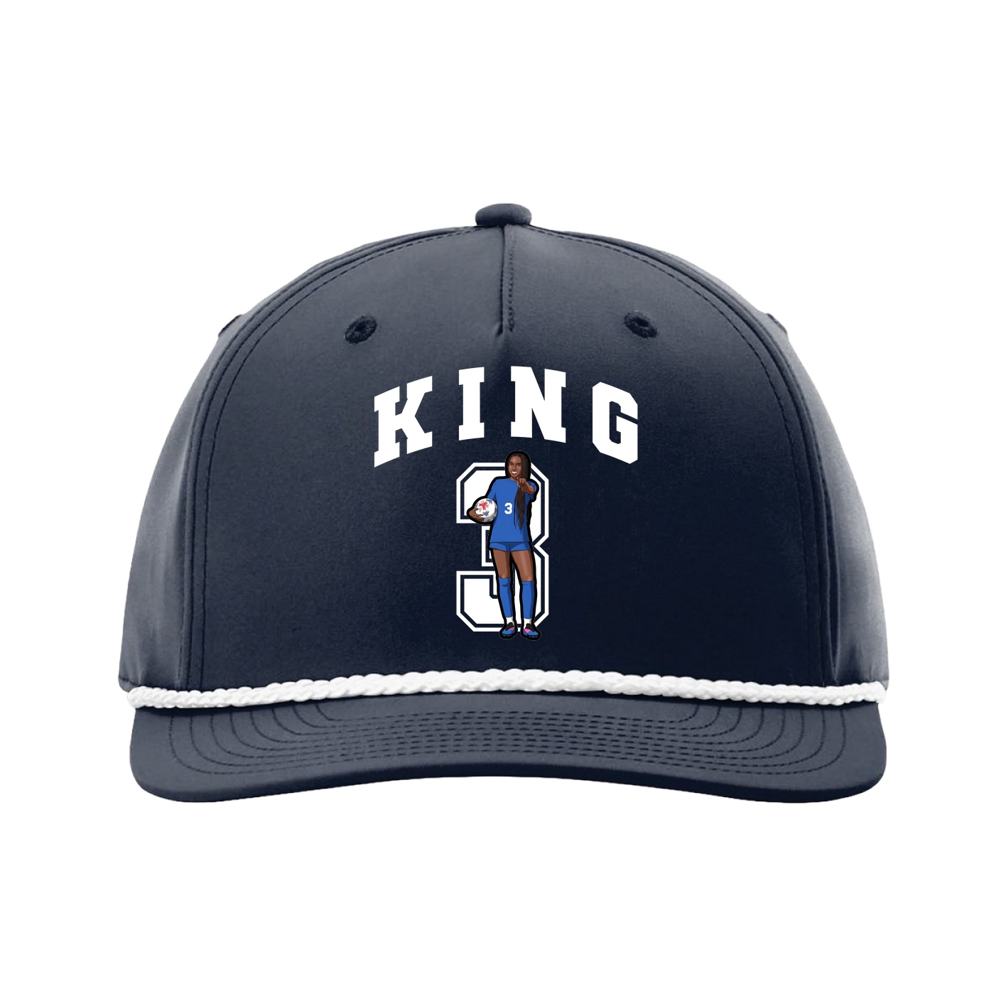 Five-Panel Classic Rope Cap — Number in Navy