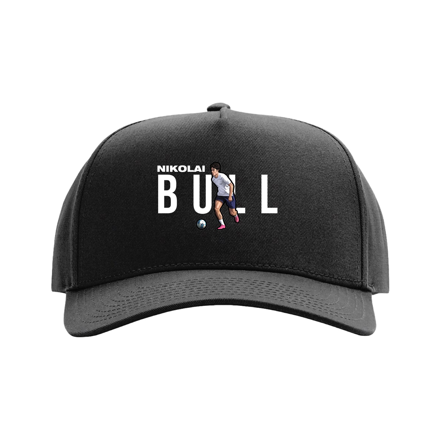 Full Fabric Five-Panel Champ Cap — Player Name in Black