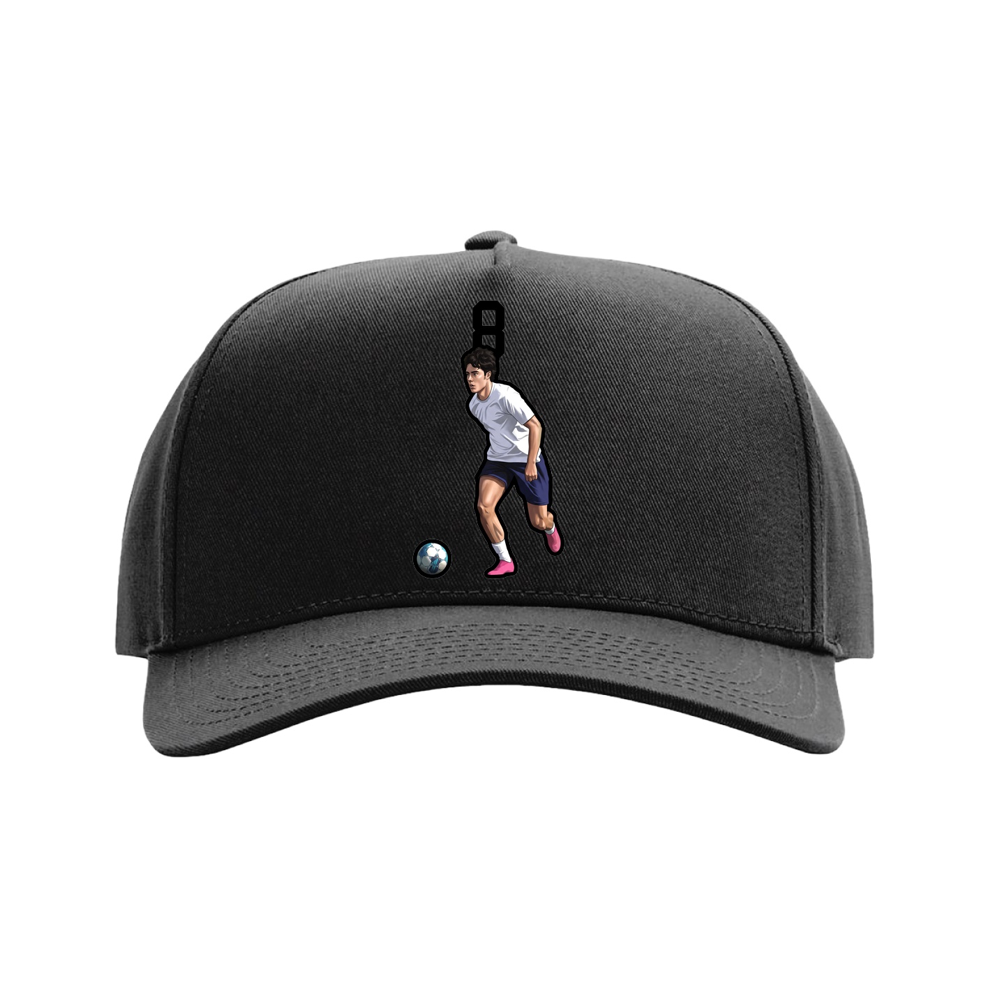 Full Fabric Five-Panel Champ Cap — Number Top in Black