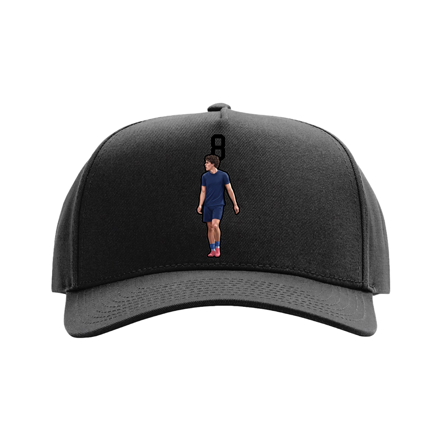 Full Fabric Five-Panel Champ Cap — Number Top in Black