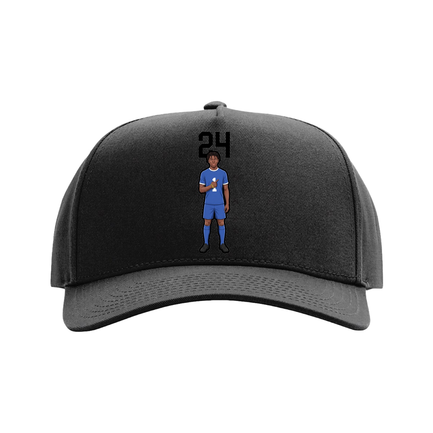Full Fabric Five-Panel Champ Cap — Number Top in Black