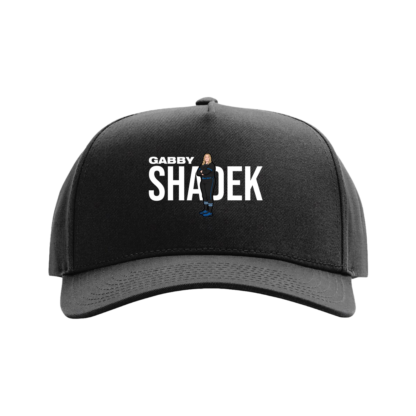 Full Fabric Five-Panel Champ Cap — Player Name in Black