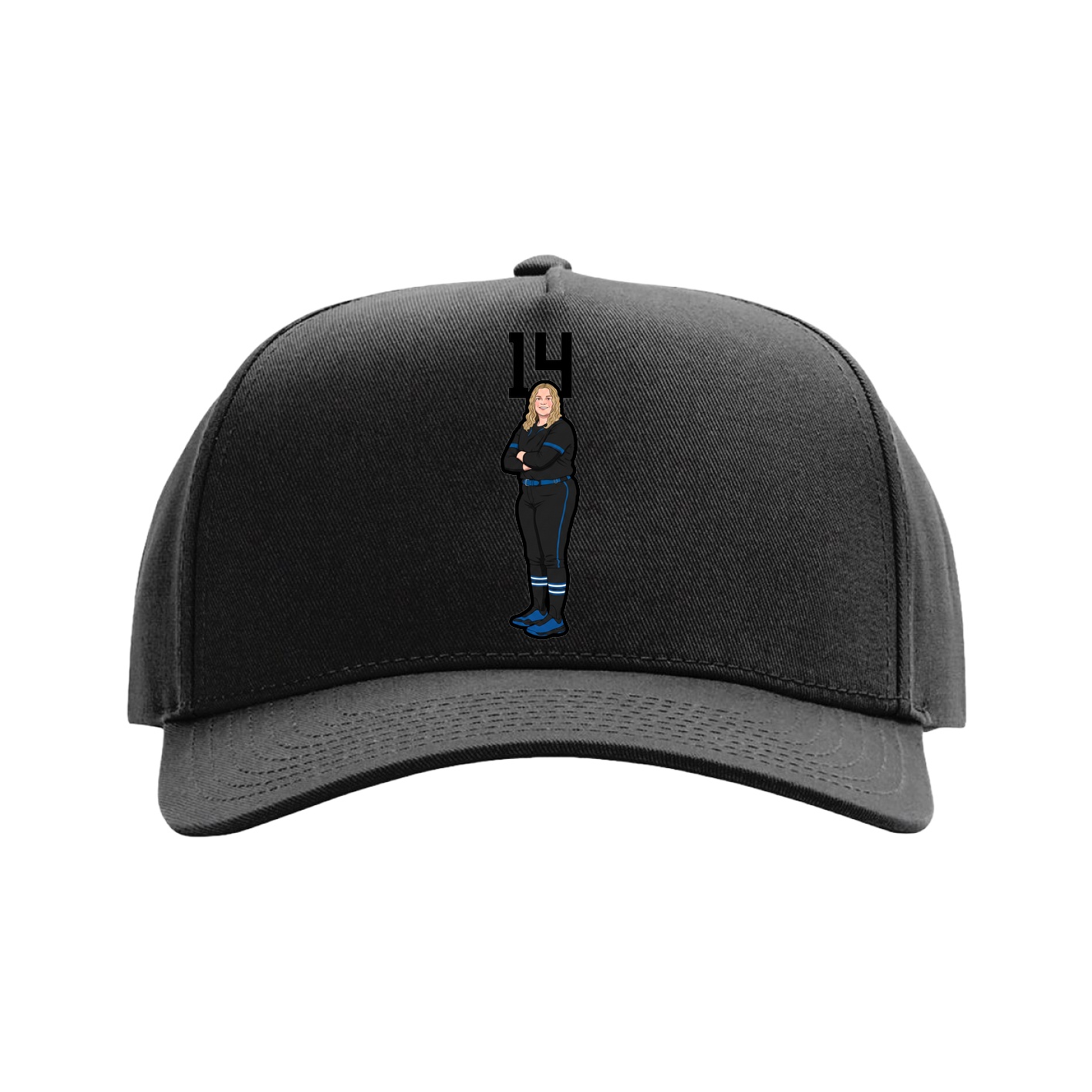 Full Fabric Five-Panel Champ Cap — Number Top in Black