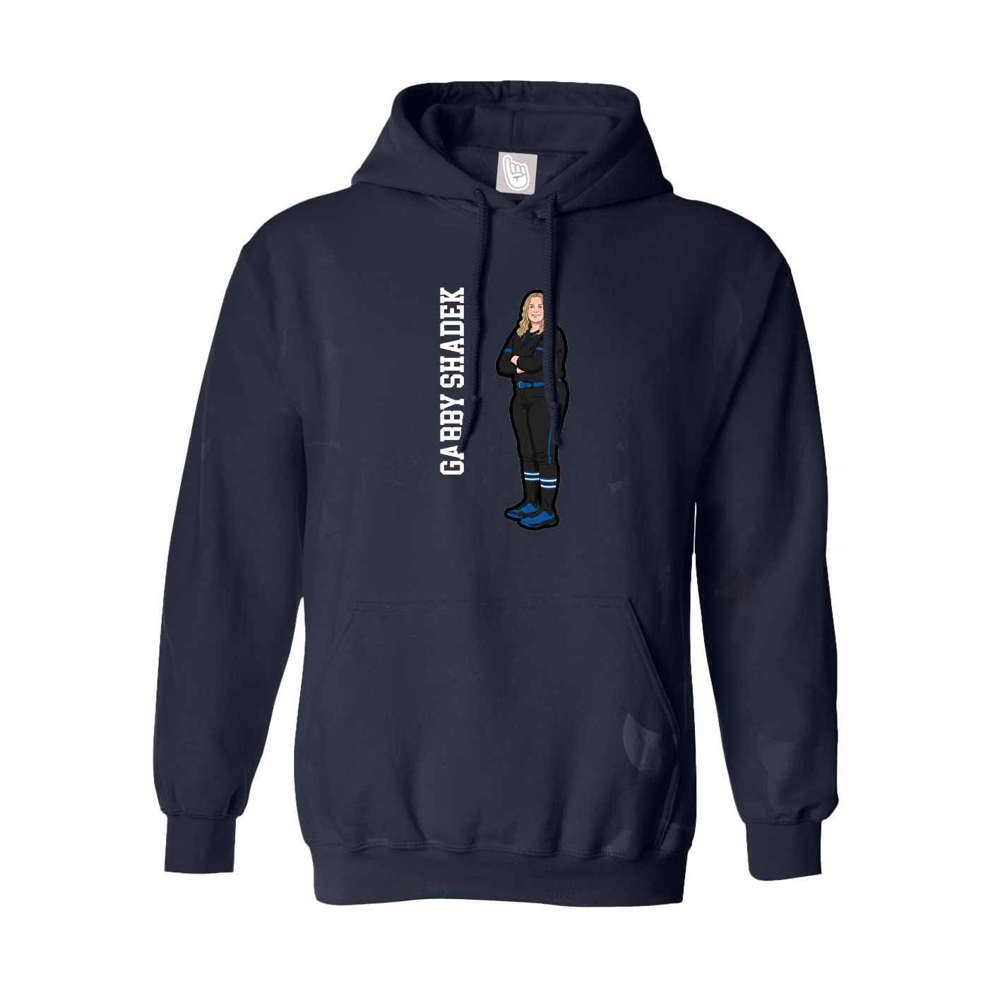 Hoodie — Name Vertical in Navy