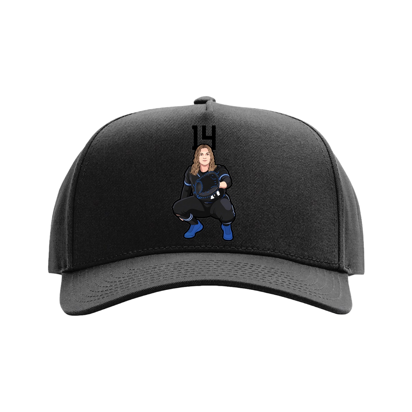 Full Fabric Five-Panel Champ Cap — Number Top in Black