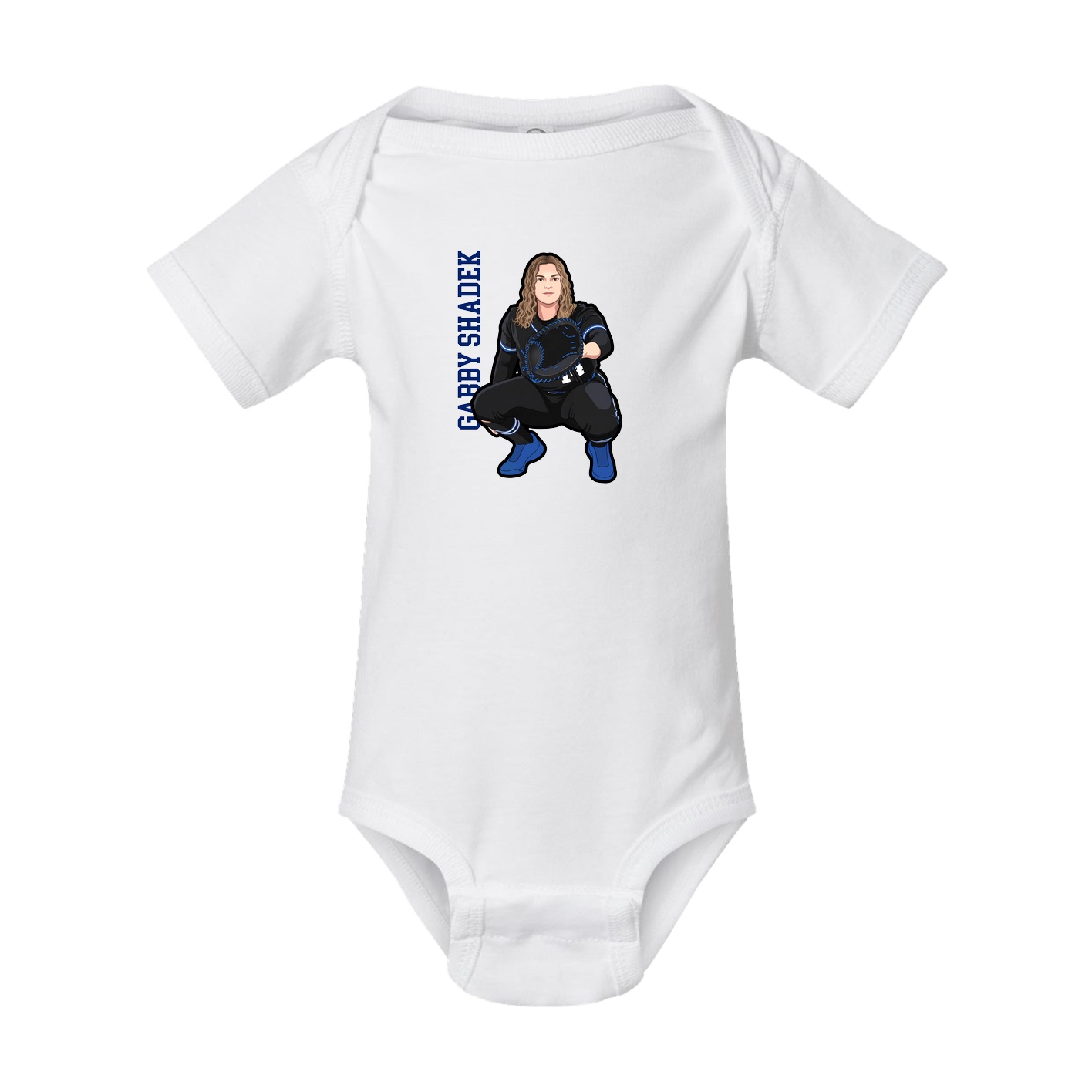 Baby Onesie — Name Vertical in White