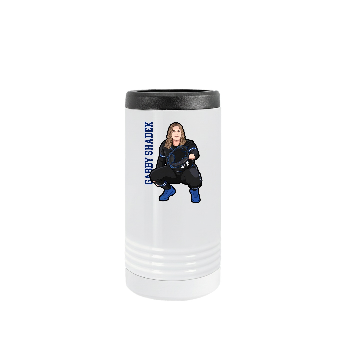 Slim Beverage Holder — Name Vertical in White