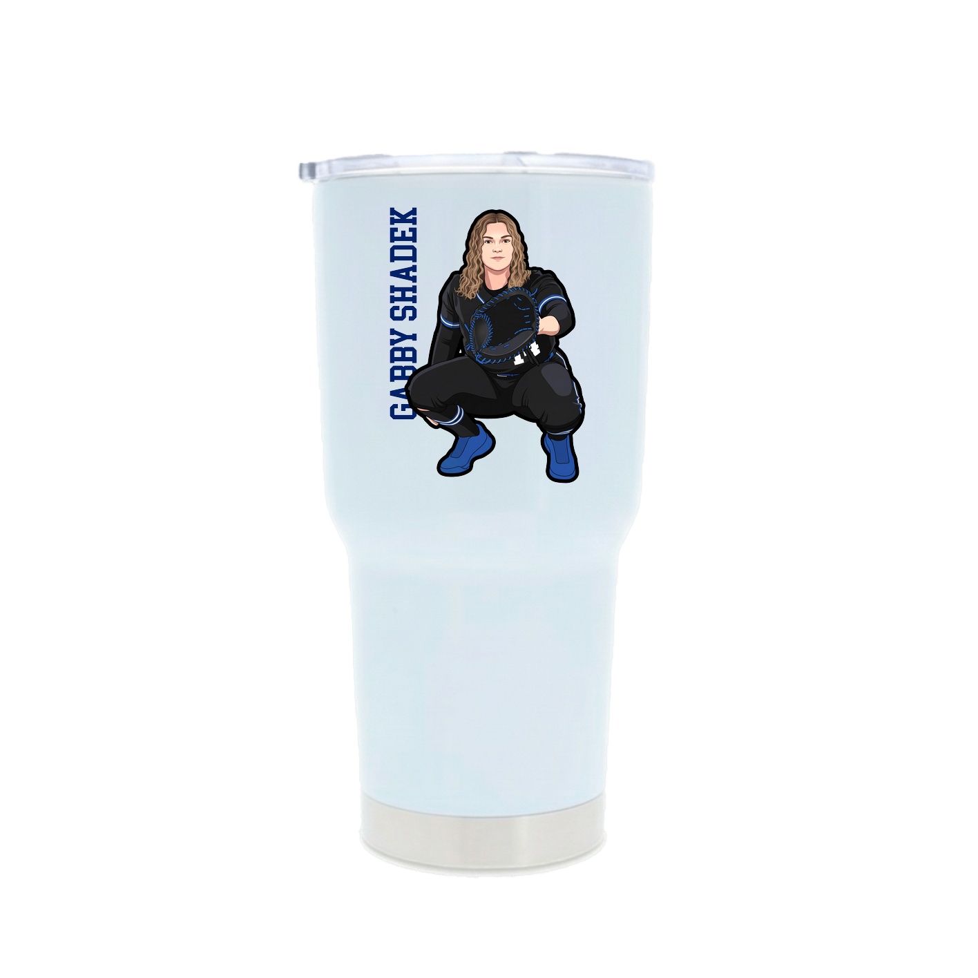 30oz Stainless Steel Tumbler — Name Vertical in White