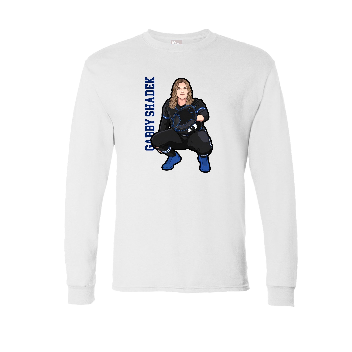 Long Sleeve Tee — Name Vertical in White