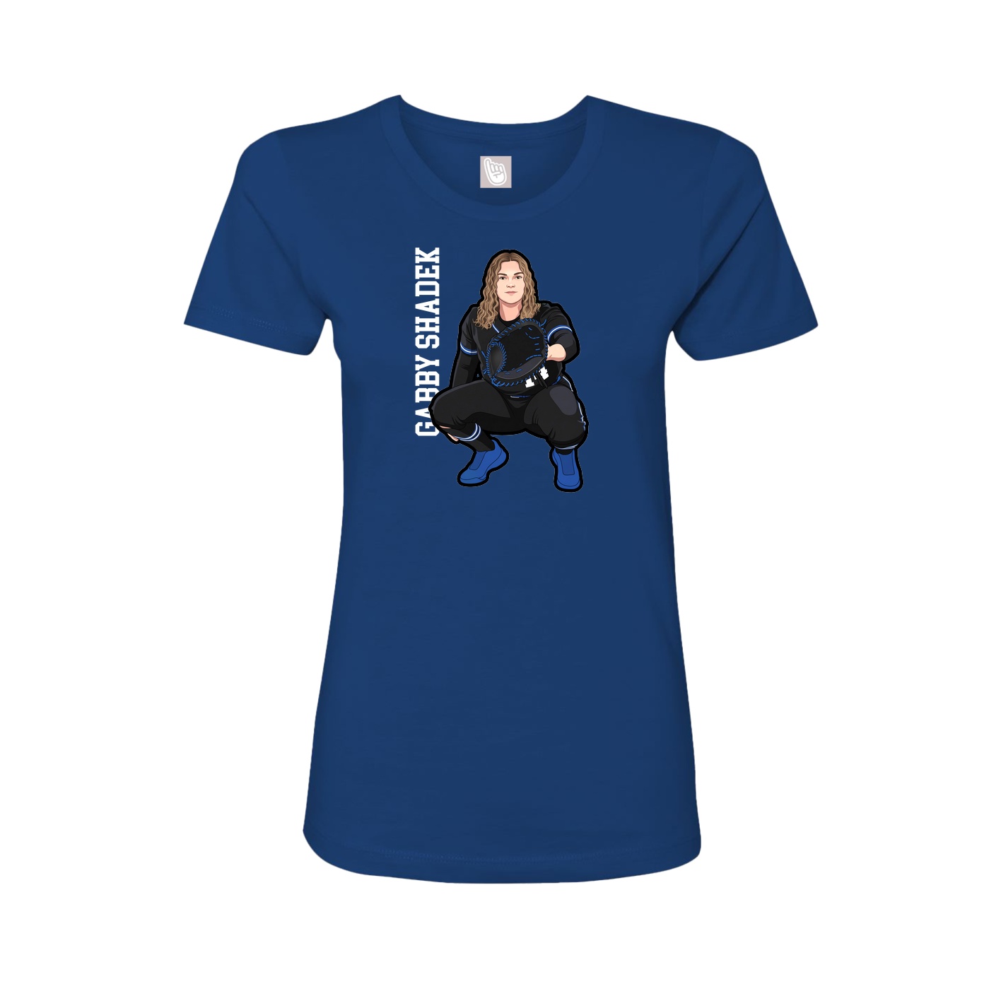 Fitted Women's Tee — Name Vertical in Royal