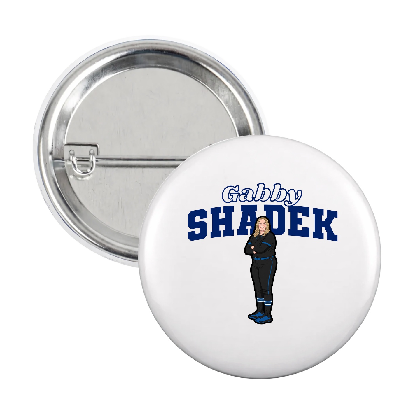 Game Day Button — Name Arch in White