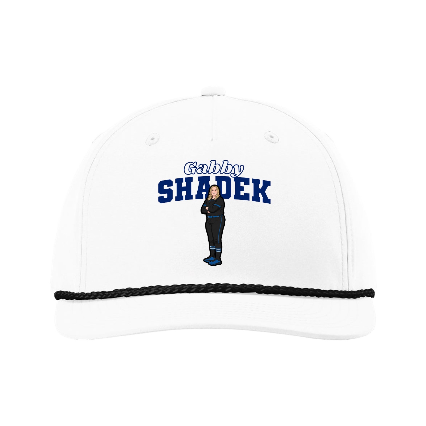 Five-Panel Classic Rope Cap — Name Arch in White