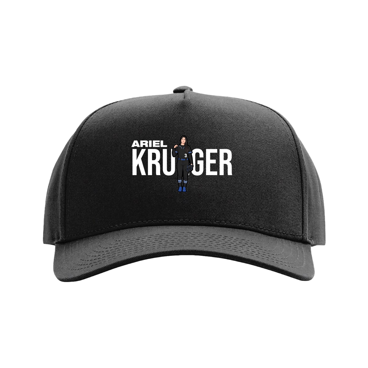 Full Fabric Five-Panel Champ Cap — Player Name in Black