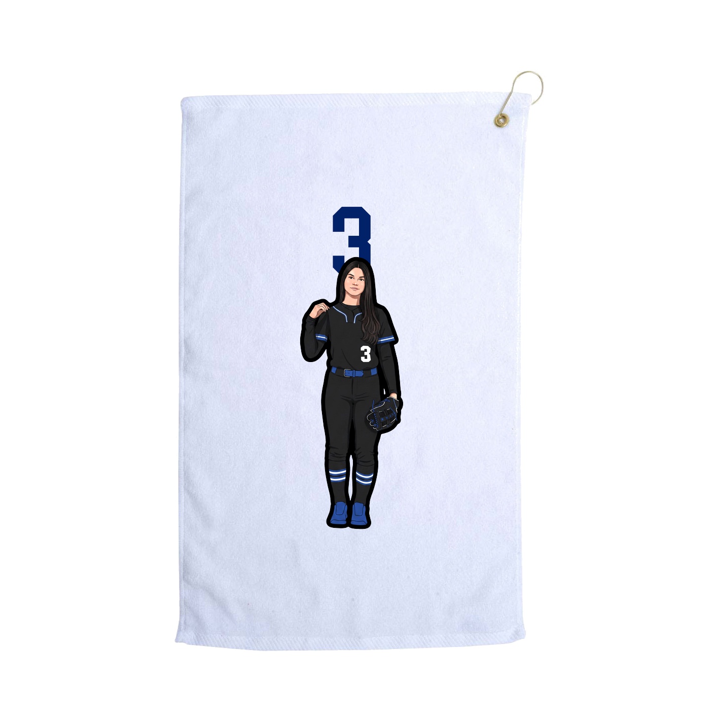 Golf Towel — Number Top in White
