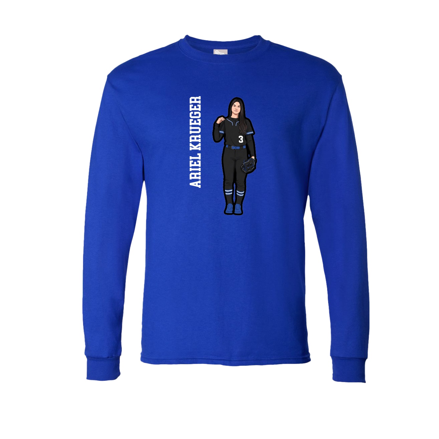Long Sleeve Tee — Name Vertical in Royal