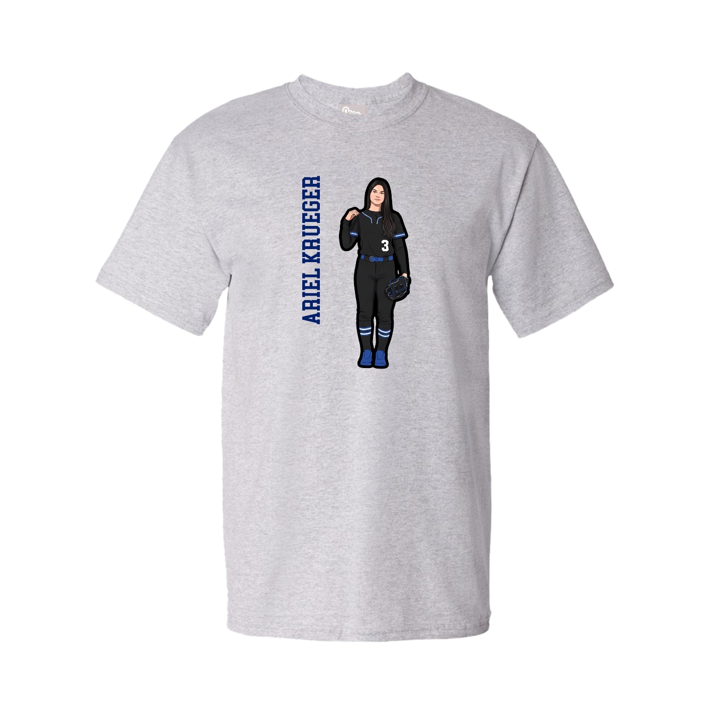 Youth Tee — Name Vertical in Grey