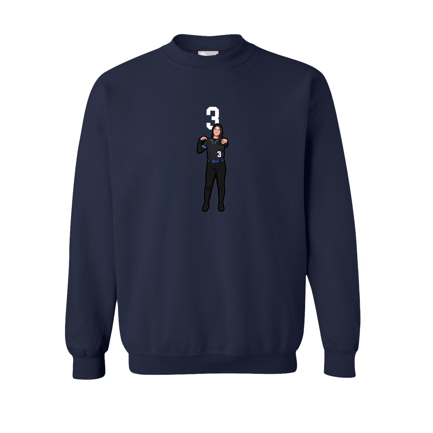 Fleece Crew — Number Top in Navy