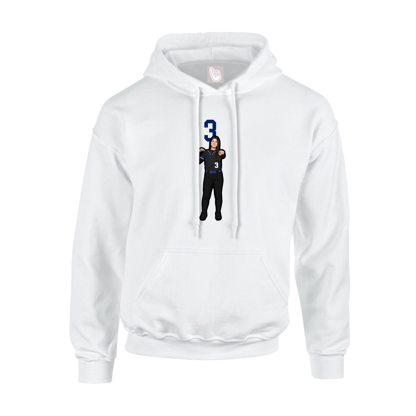 Youth Hoodie — Number Top in White