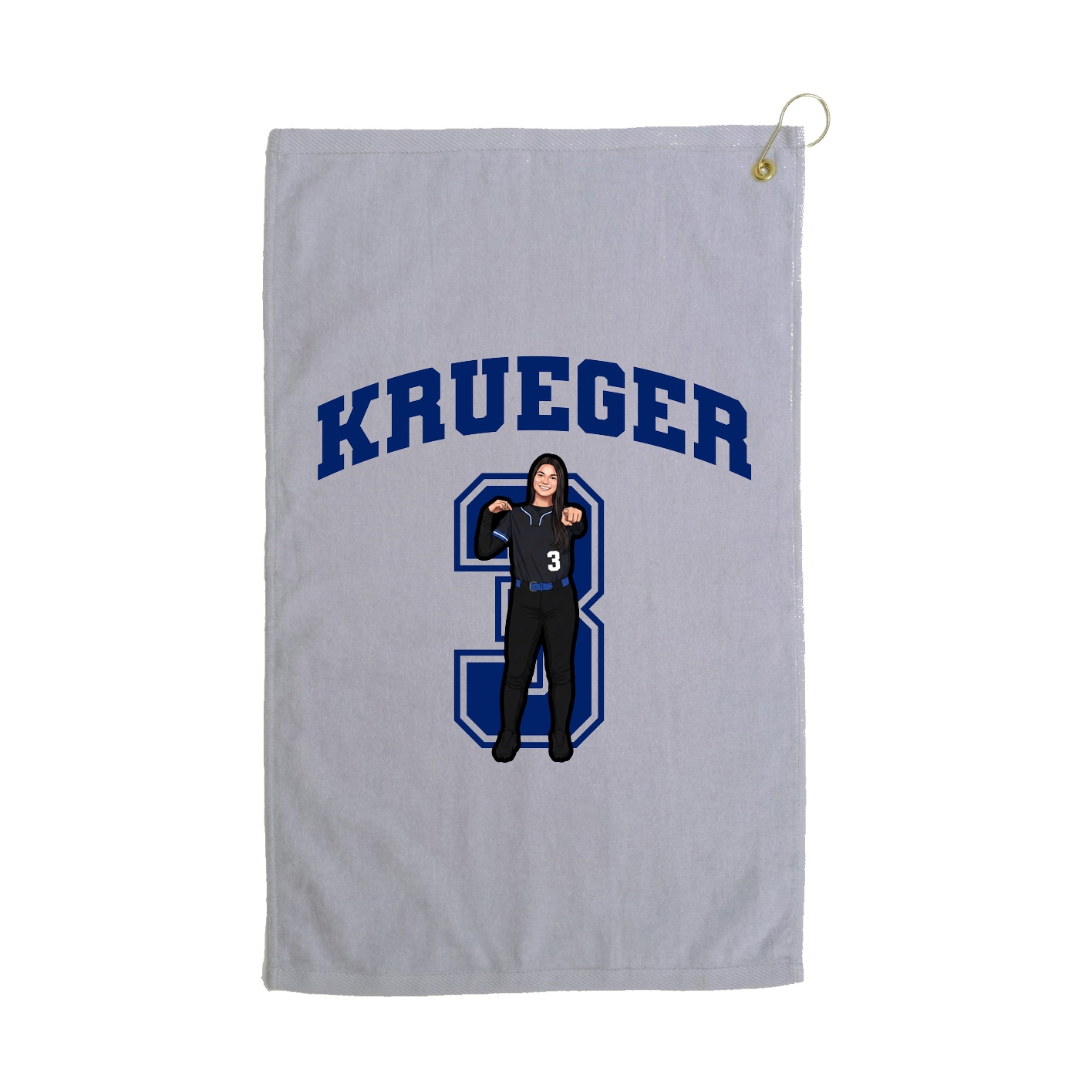 Golf Towel — Number in Grey