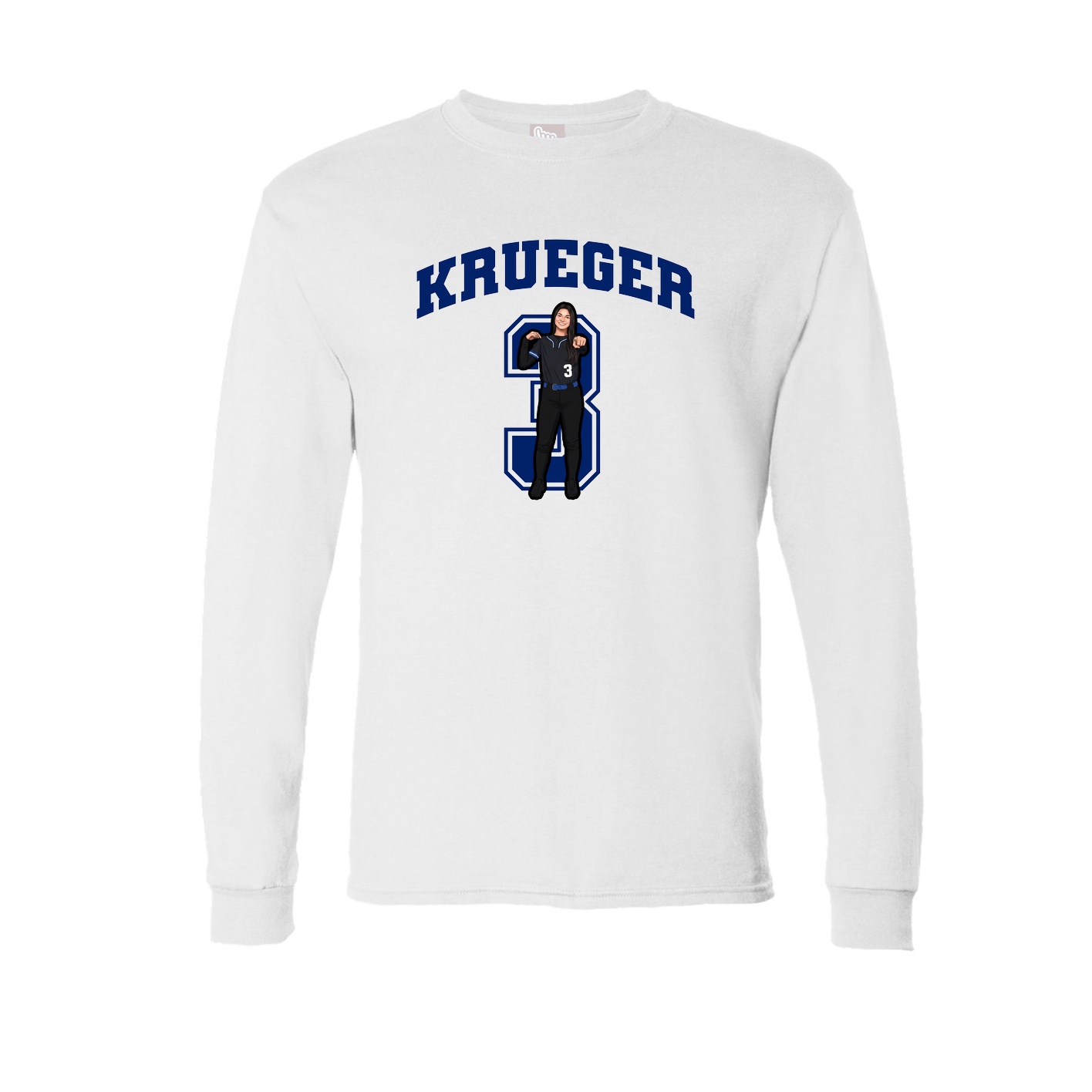 Long Sleeve Tee — Number in White