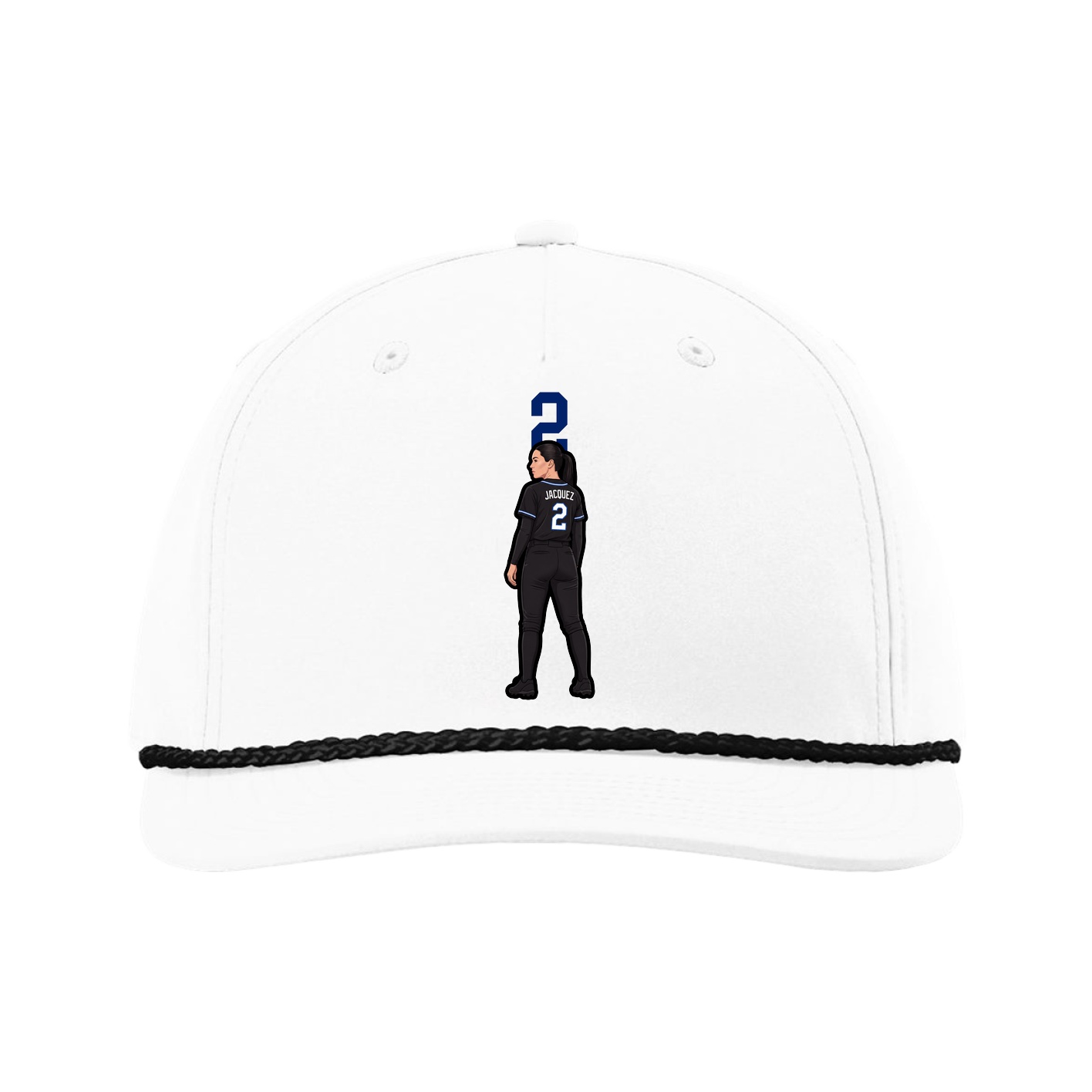 Five-Panel Classic Rope Cap — Number Top in White