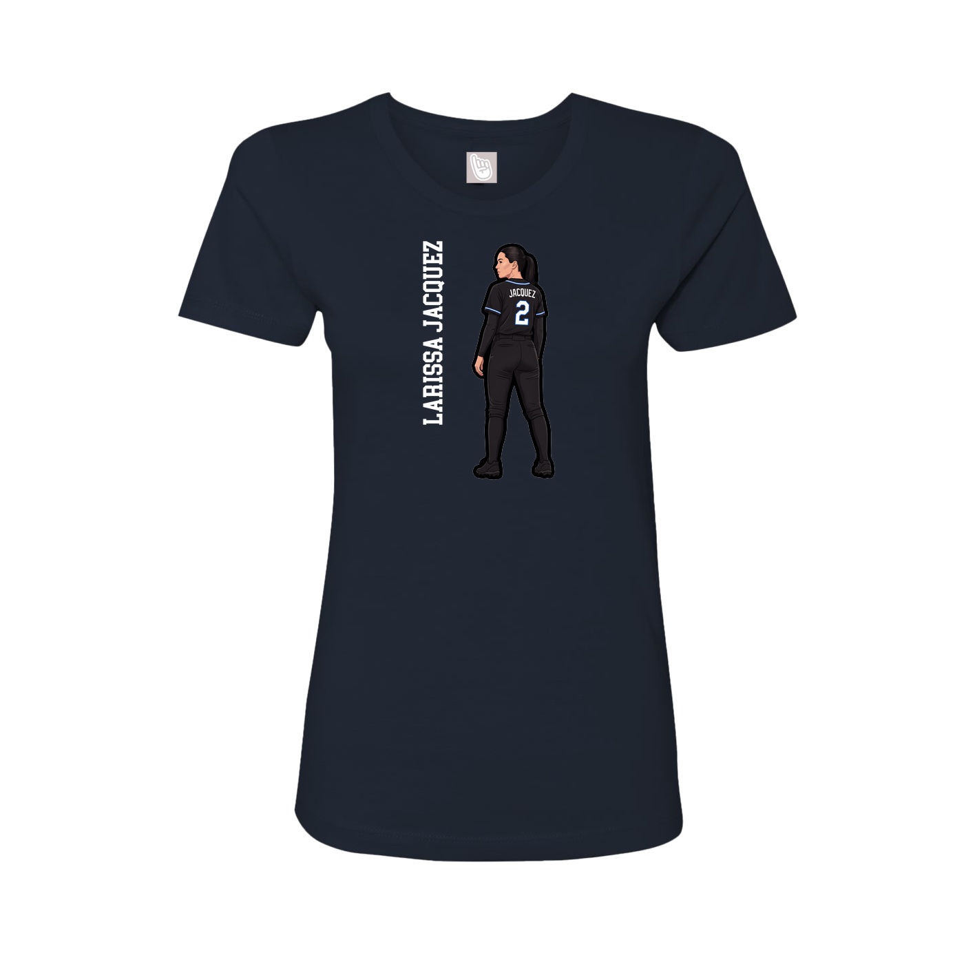 Fitted Women's Tee — Name Vertical in Navy
