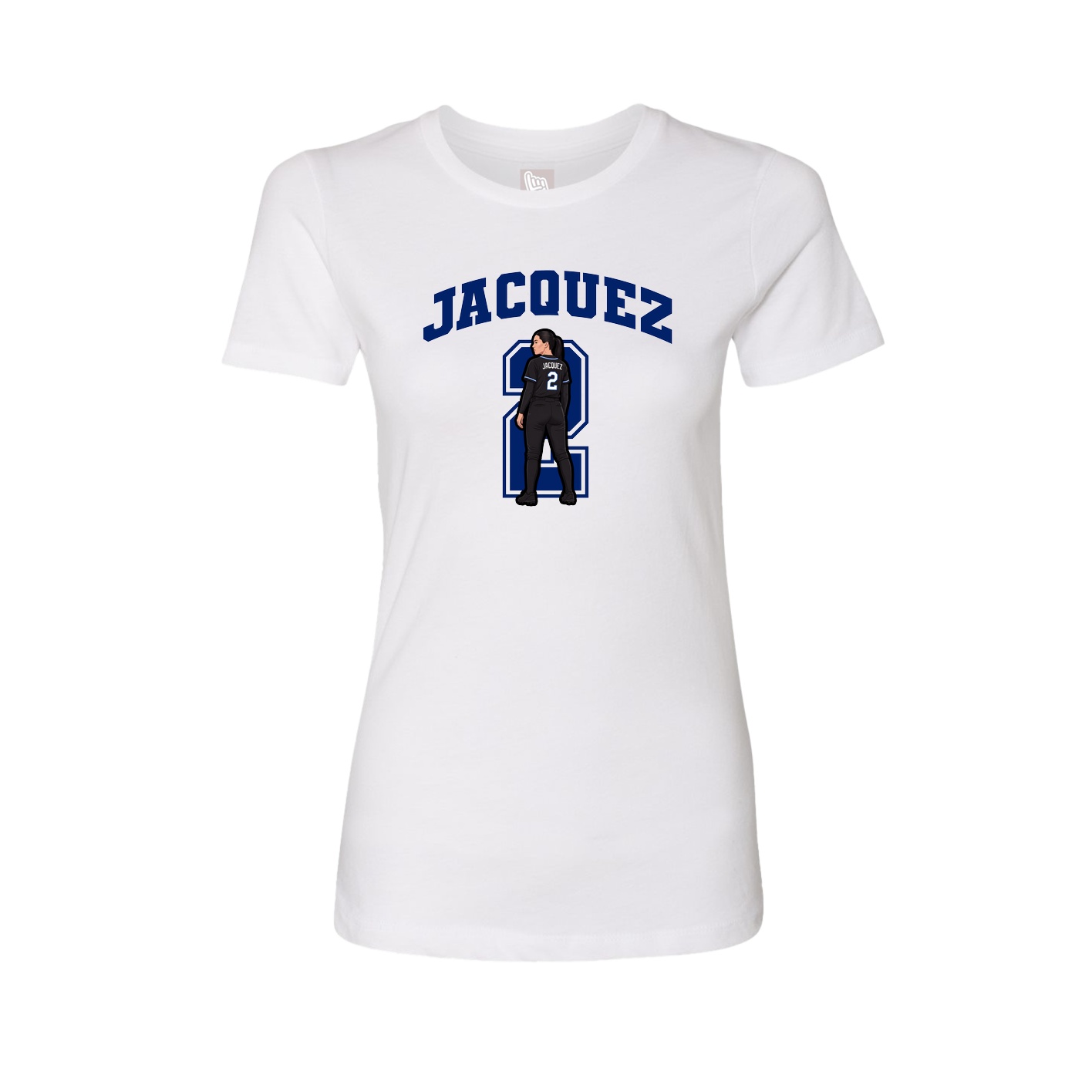 Fitted Women's Tee — Number in White