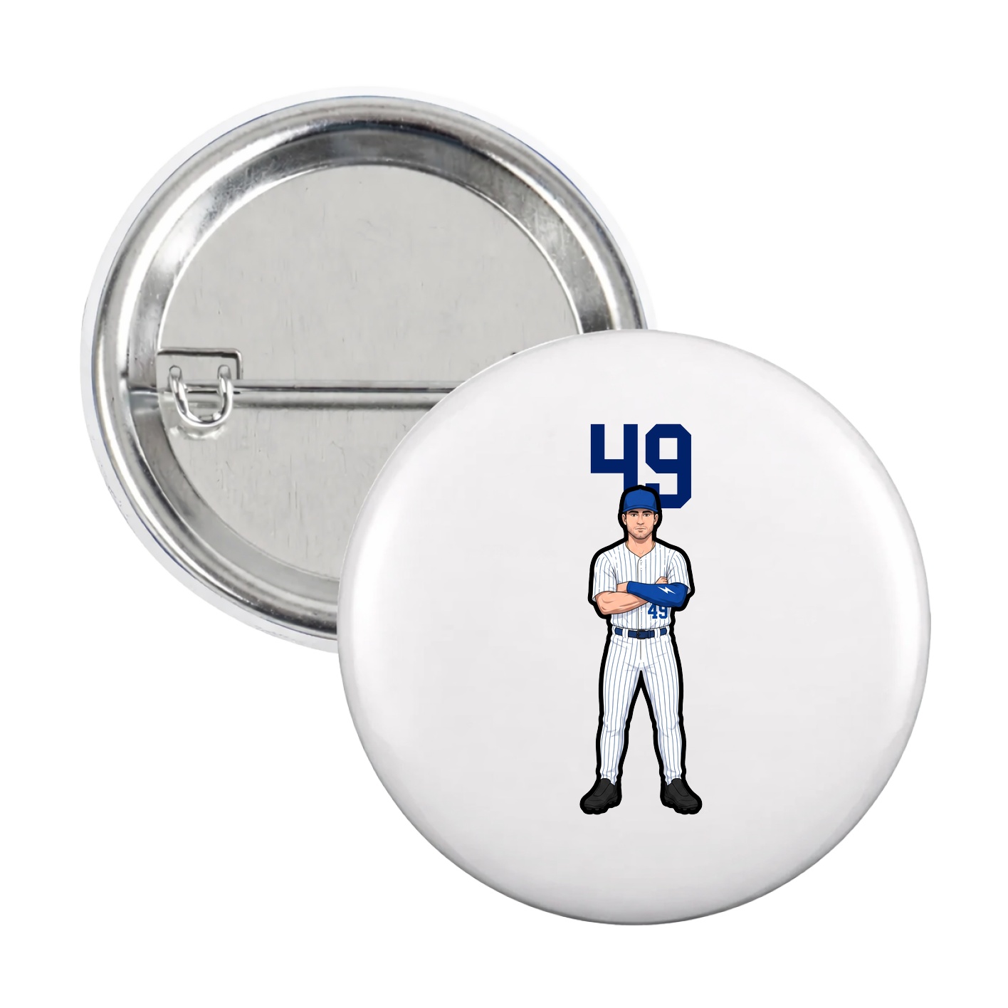 Game Day Button — Number Top in White