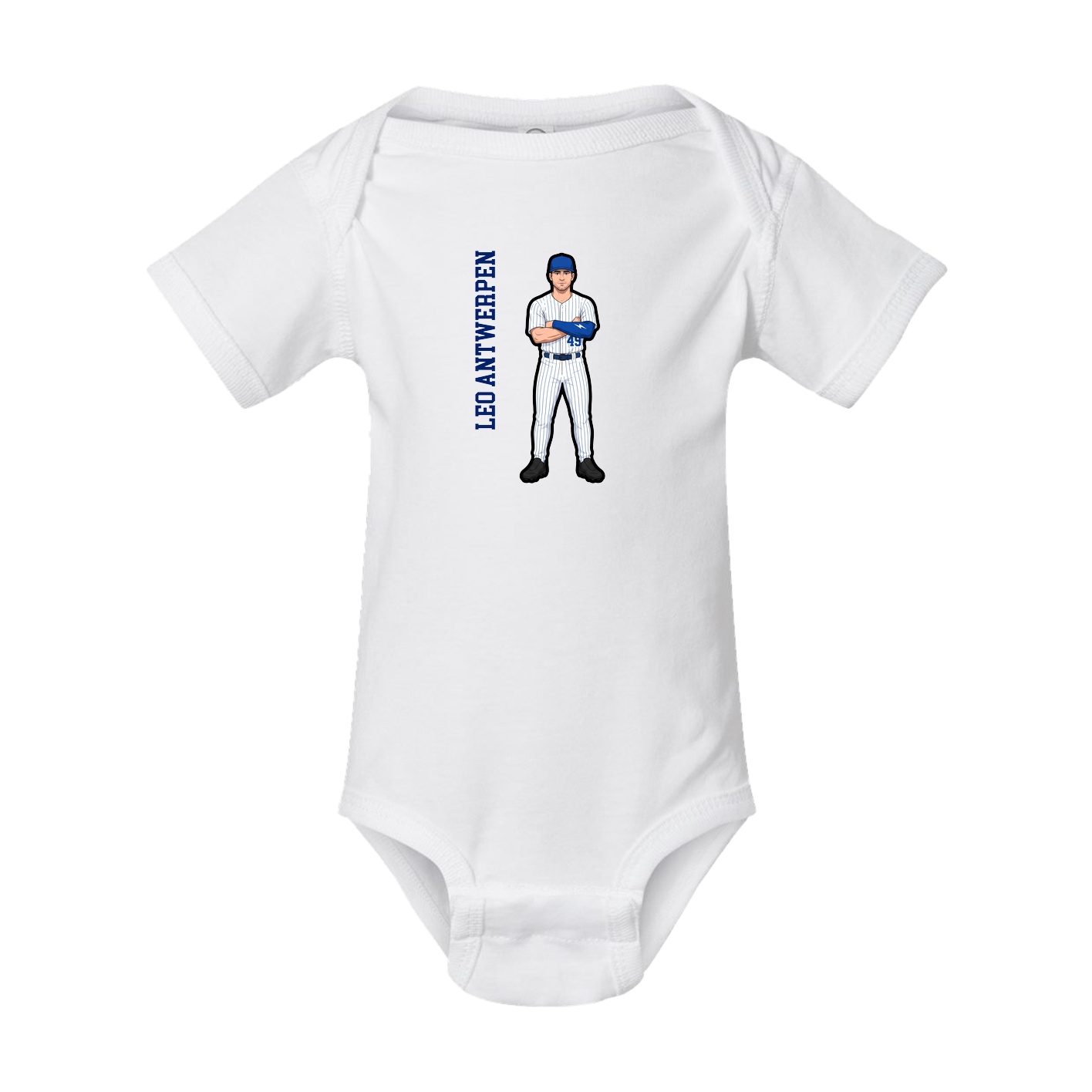 Baby Onesie — Name Vertical in White