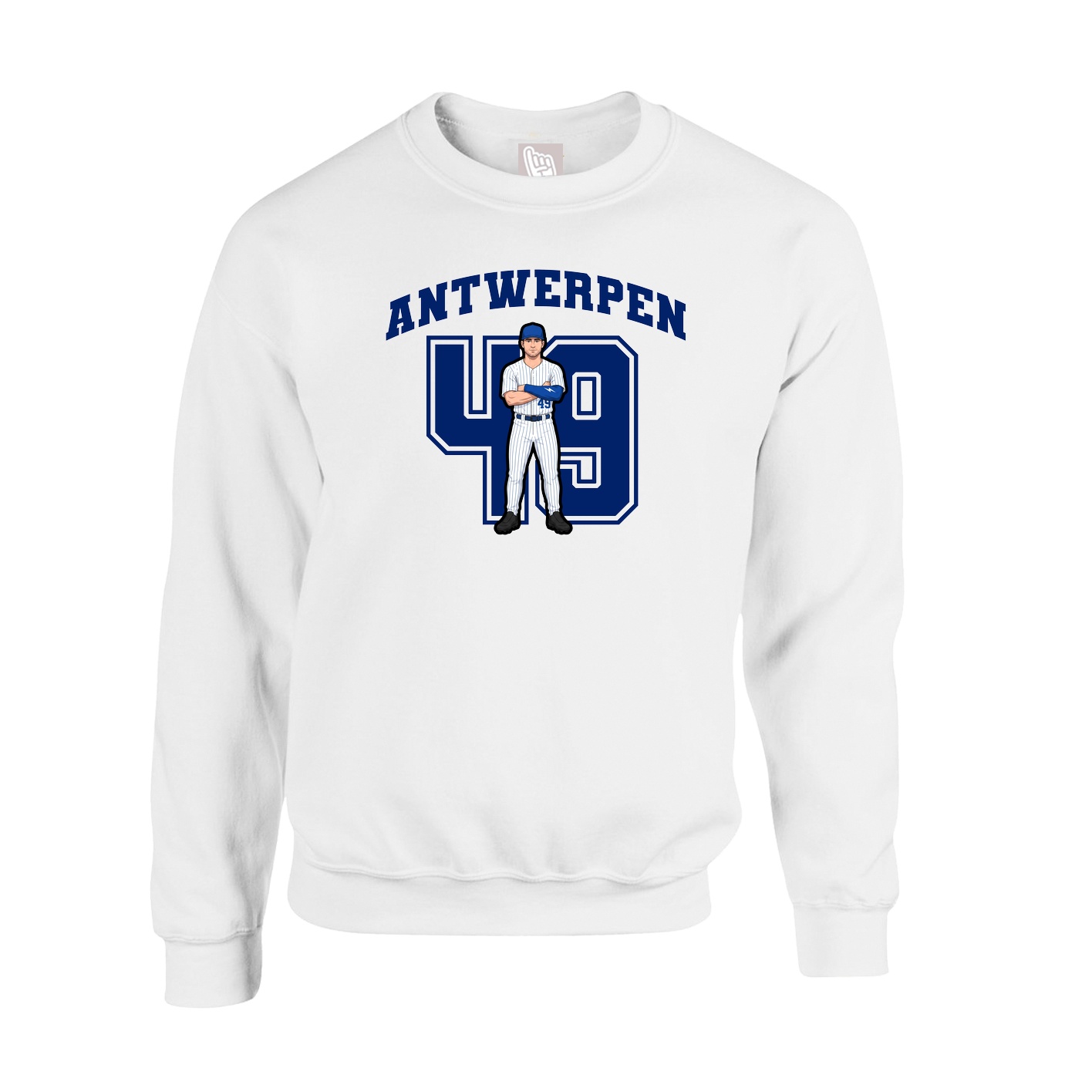 Fleece Crew — Number in White