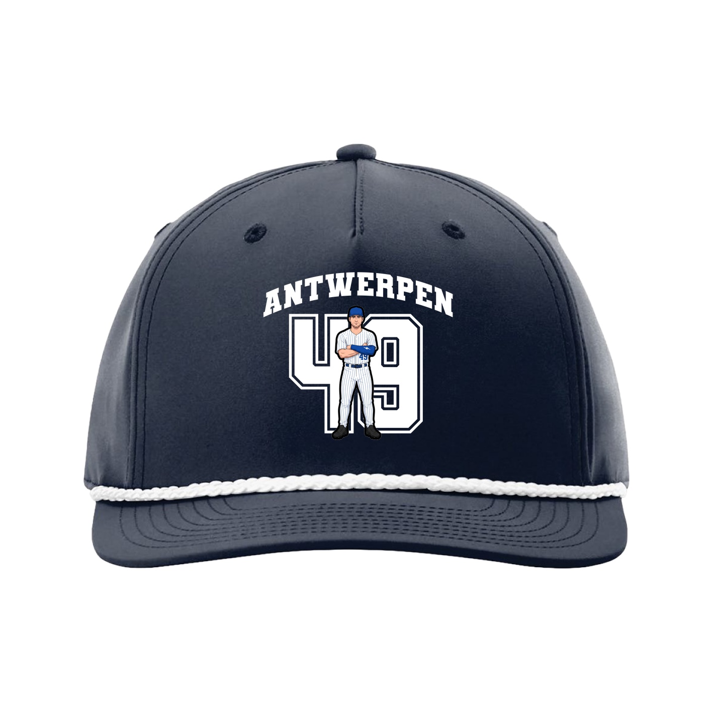 Five-Panel Classic Rope Cap — Number in Navy