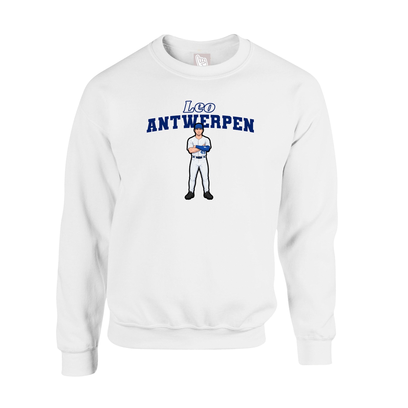 Fleece Crew — Name Arch in White