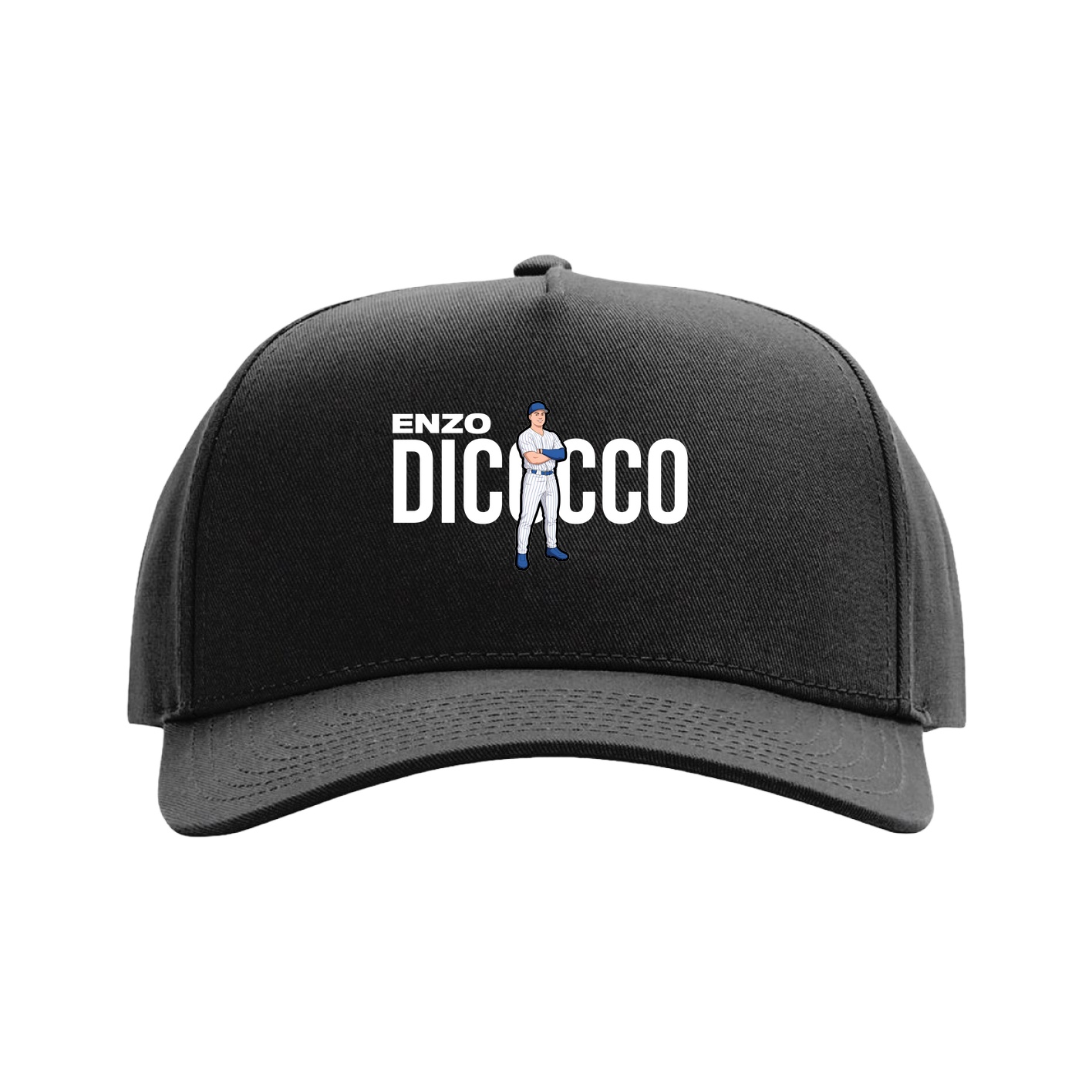 Full Fabric Five-Panel Champ Cap — Player Name in Black