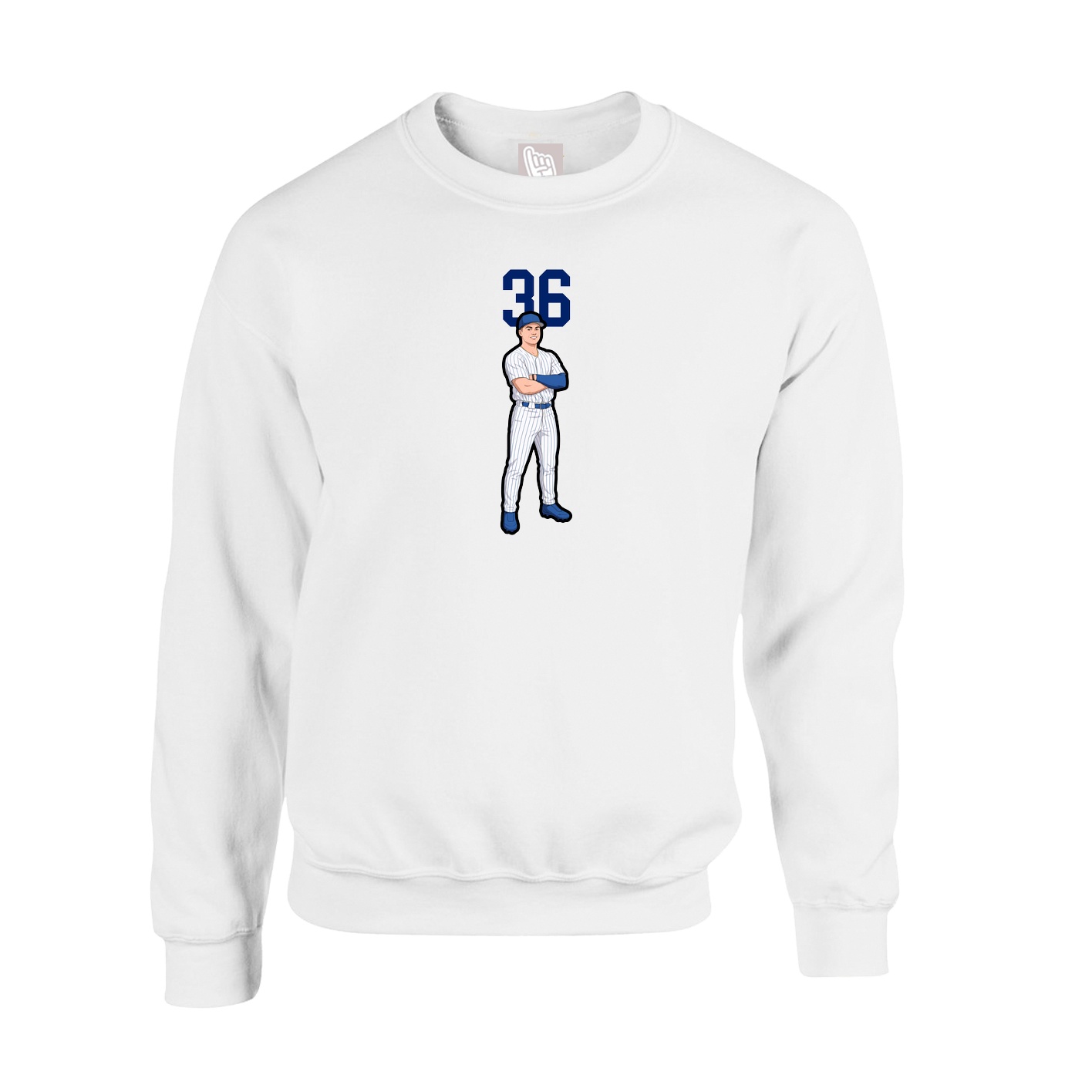 Fleece Crew — Number Top in White