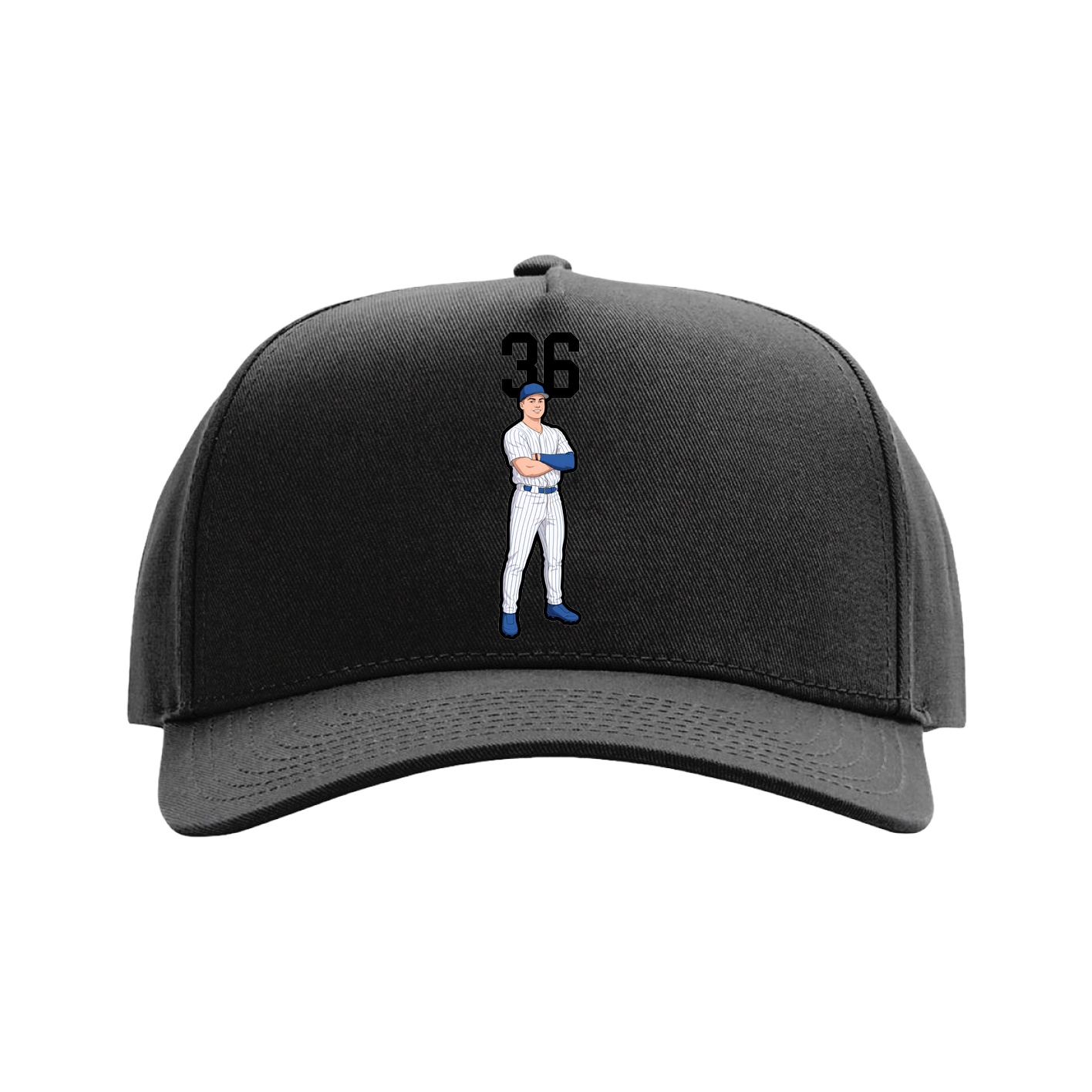Full Fabric Five-Panel Champ Cap — Number Top in Black
