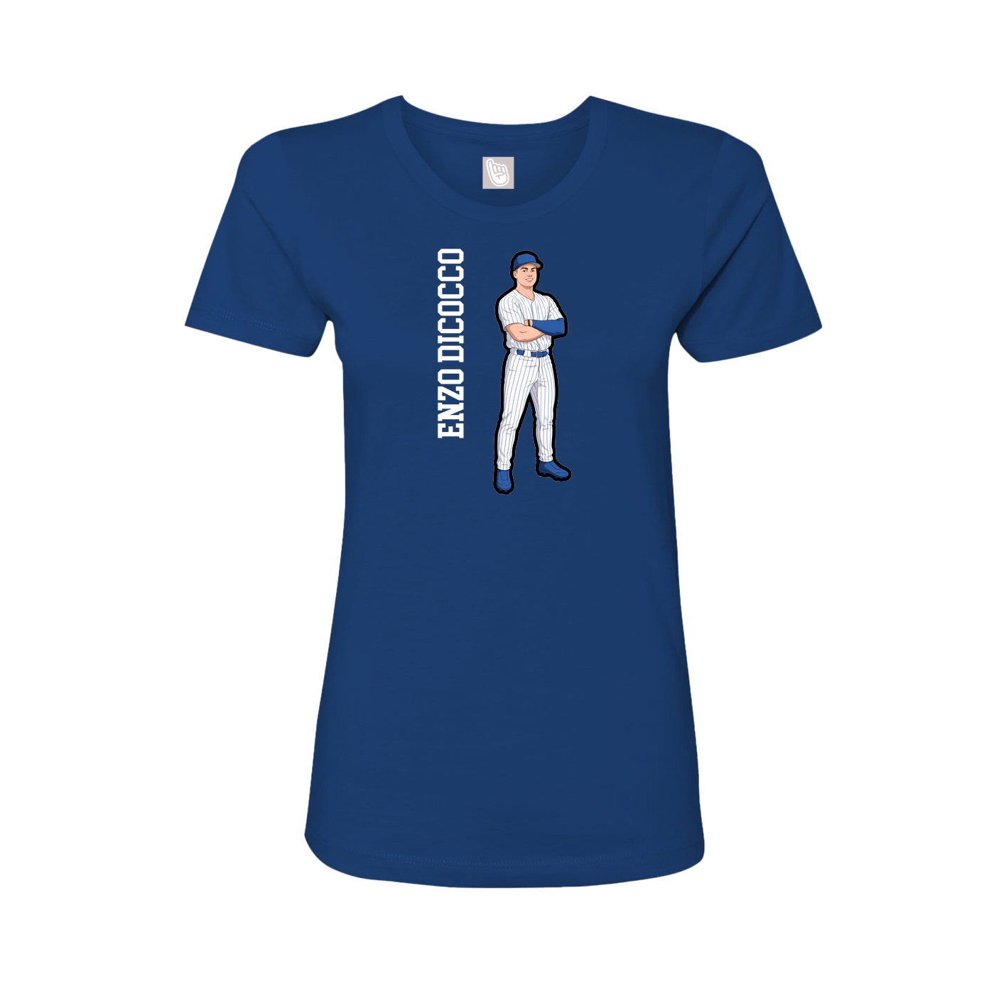 Fitted Women's Tee — Name Vertical in Royal