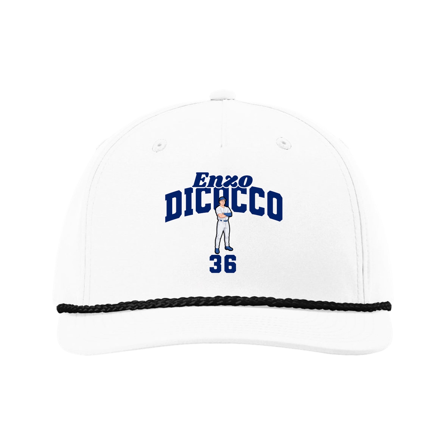Five-Panel Classic Rope Cap — Signature Arch in White