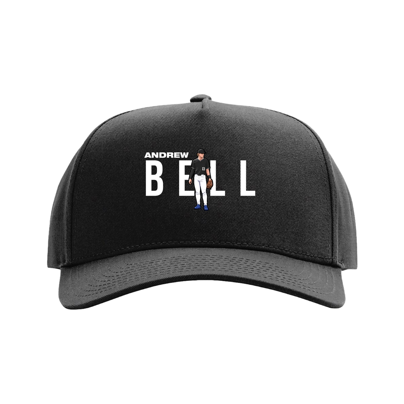 Full Fabric Five-Panel Champ Cap — Player Name in Black