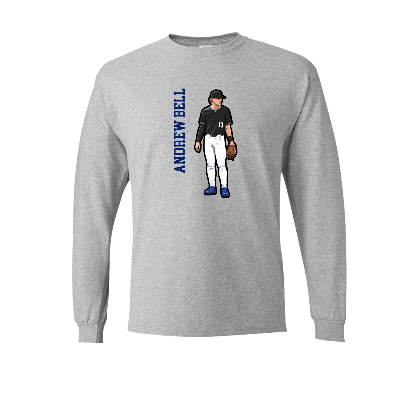 Long Sleeve Tee — Name Vertical in Grey