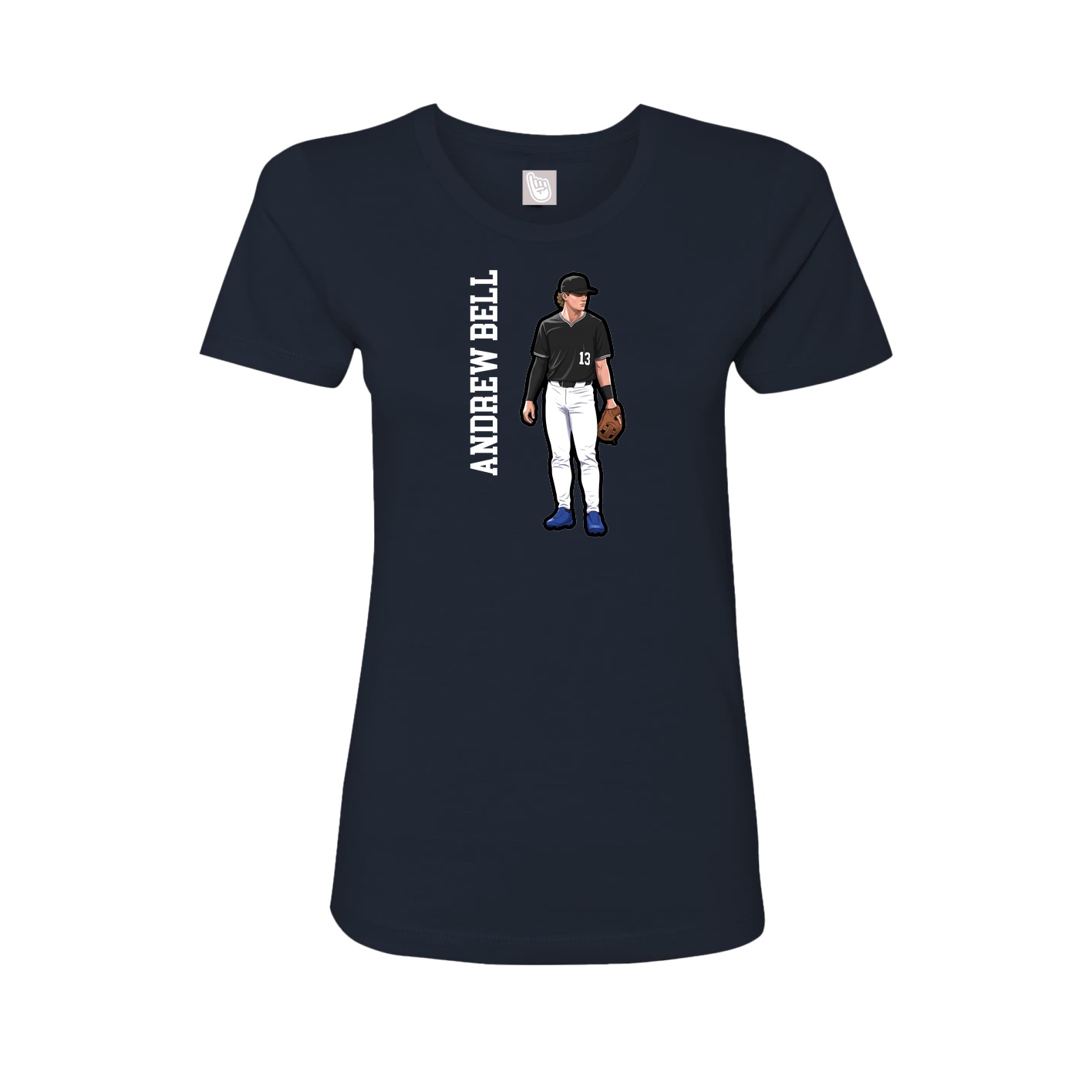 Fitted Women's Tee — Name Vertical in Navy