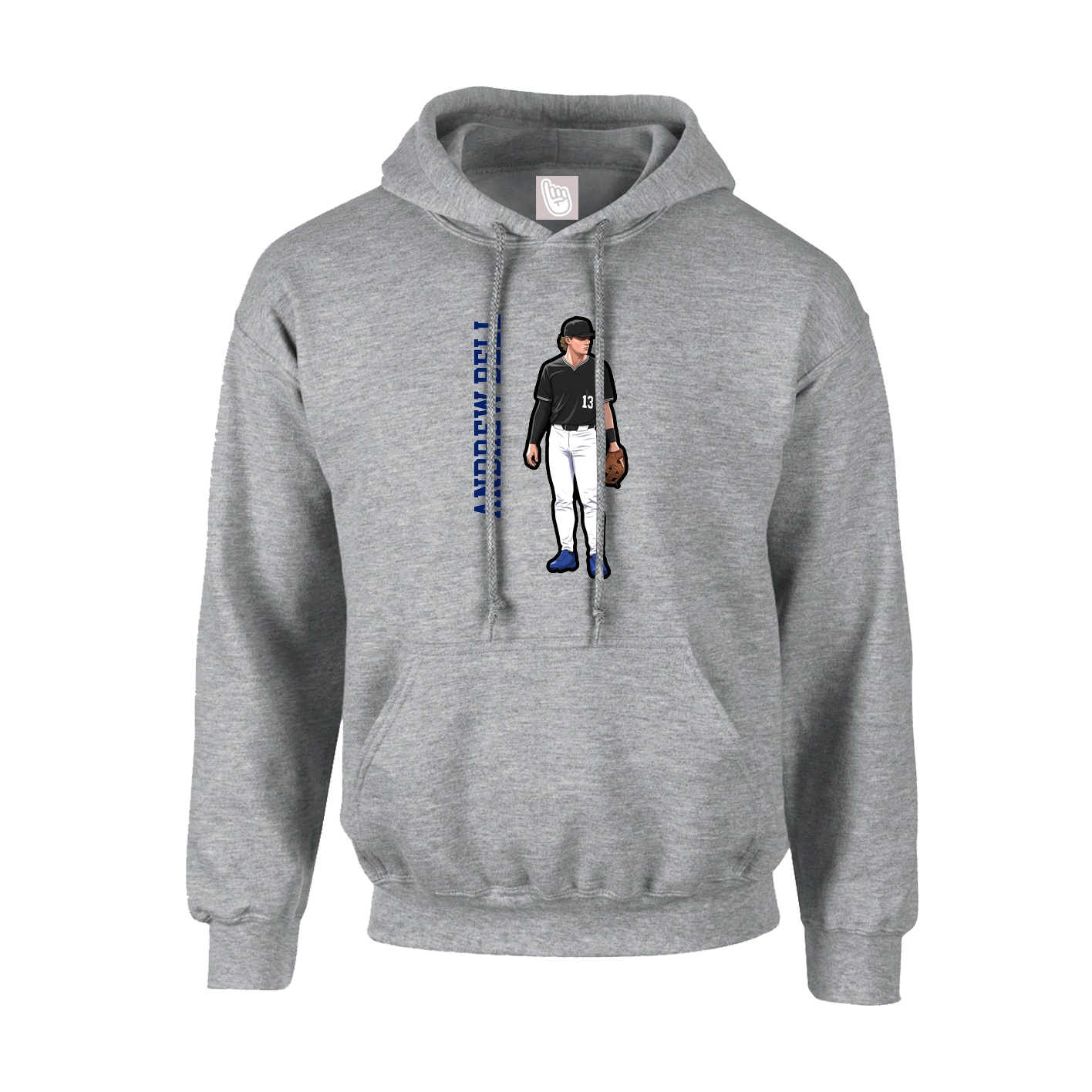Youth Hoodie — Name Vertical in Grey