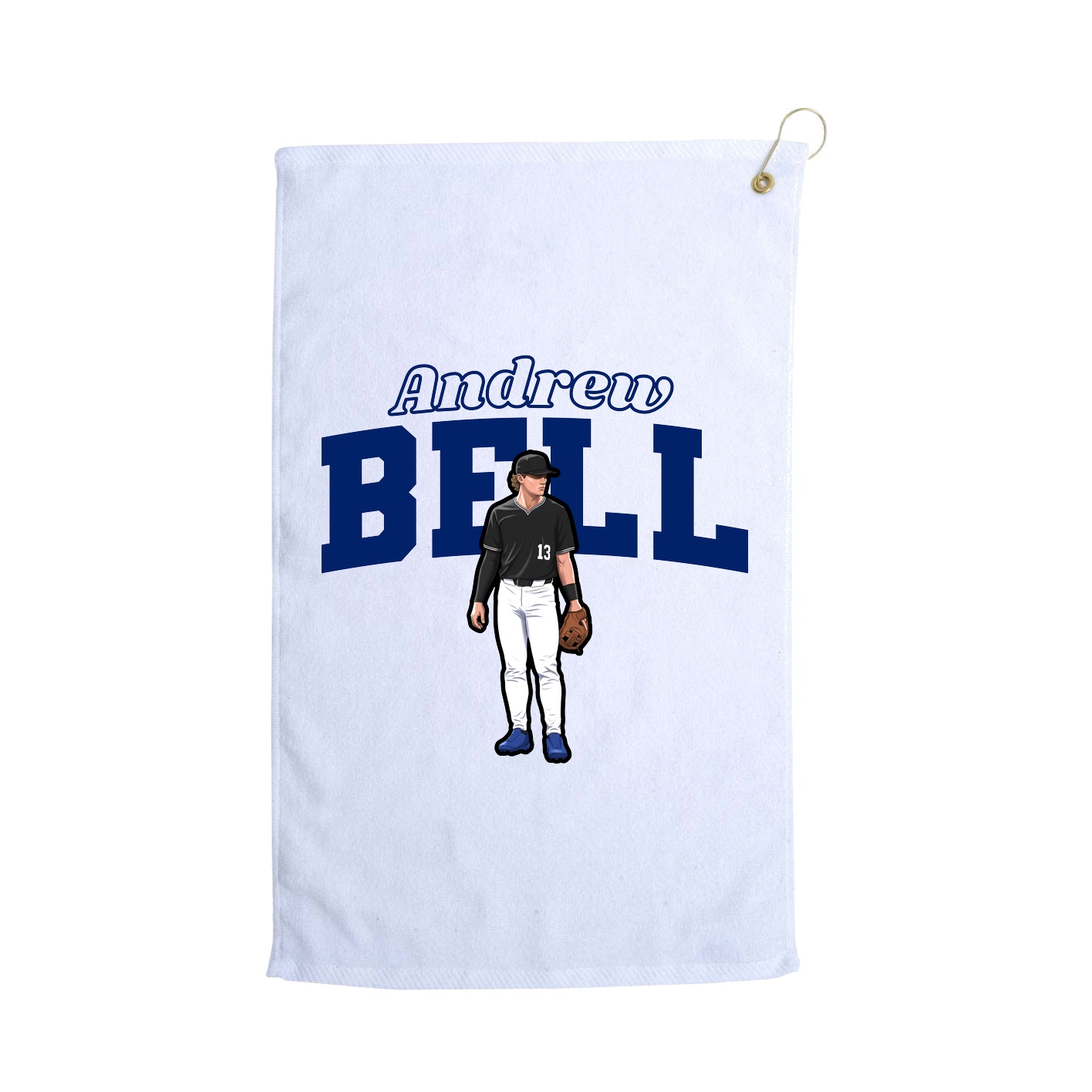 Golf Towel — Name Arch in White