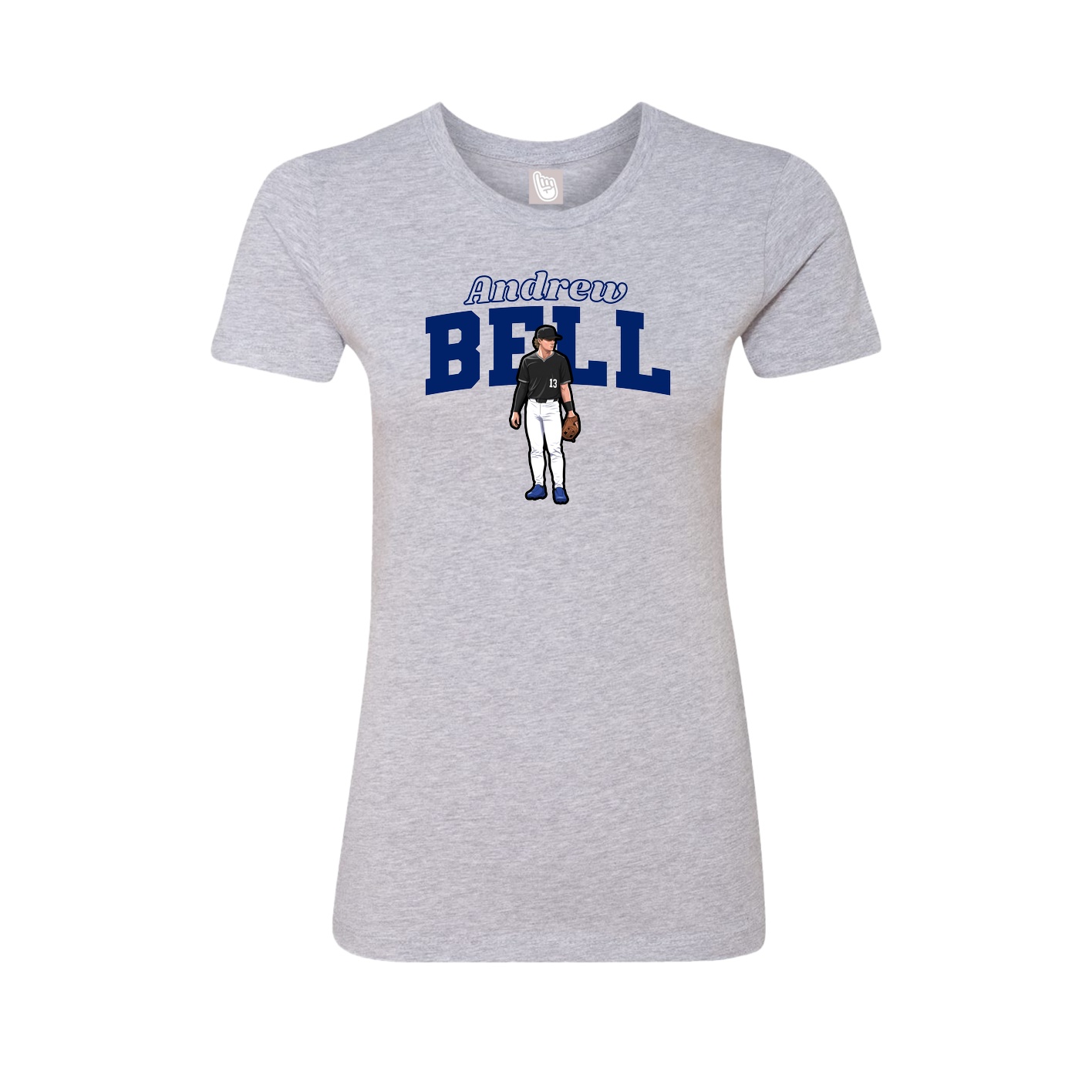 Fitted Women's Tee — Name Arch in Grey
