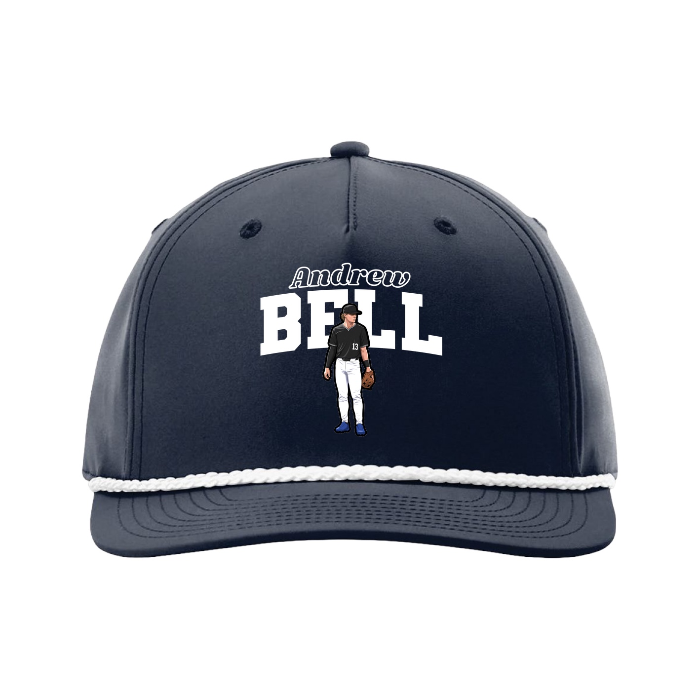 Five-Panel Classic Rope Cap — Name Arch in Navy