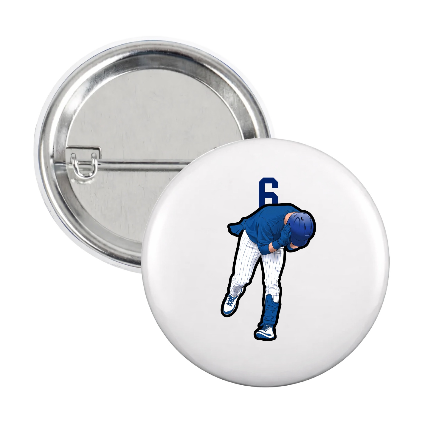Game Day Button — Number Top in White